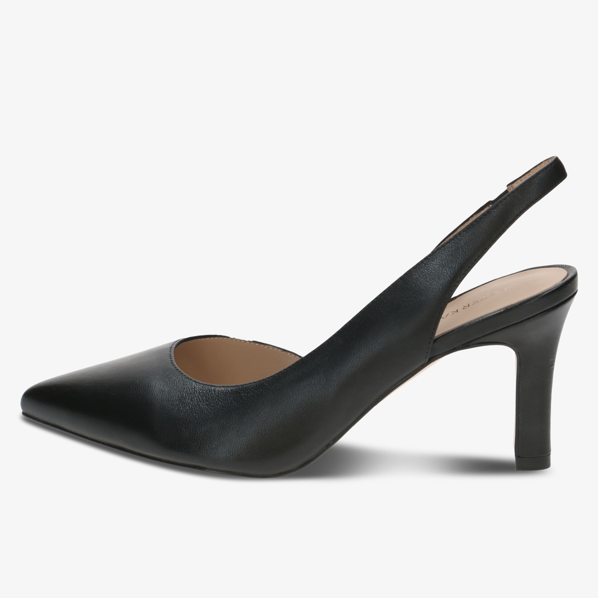 Eleganter schwarzer Leder-Slingback mit spitzem Zeh und mittelhohem Absatz für stilvollen Komfort