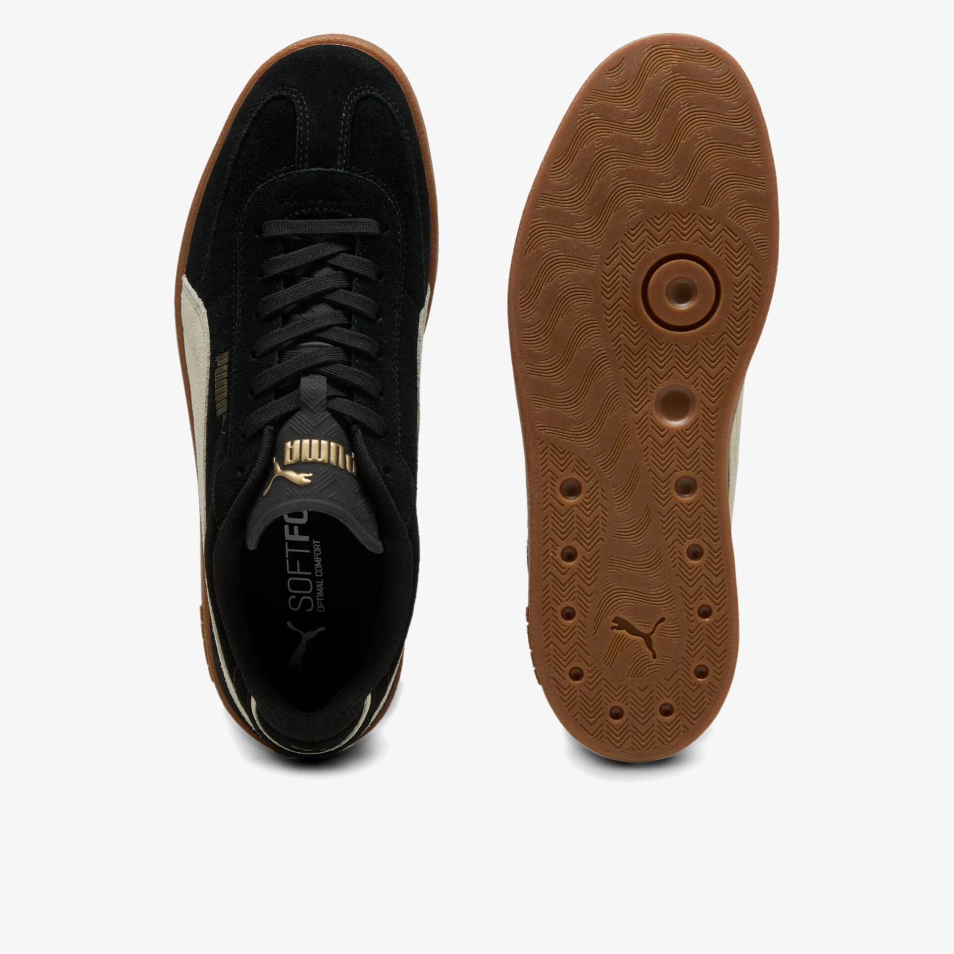 Schwarzer Sneaker mit moderner brauner Sohle und bequemer Schnürung, sportliches und strapazierfähiges Design