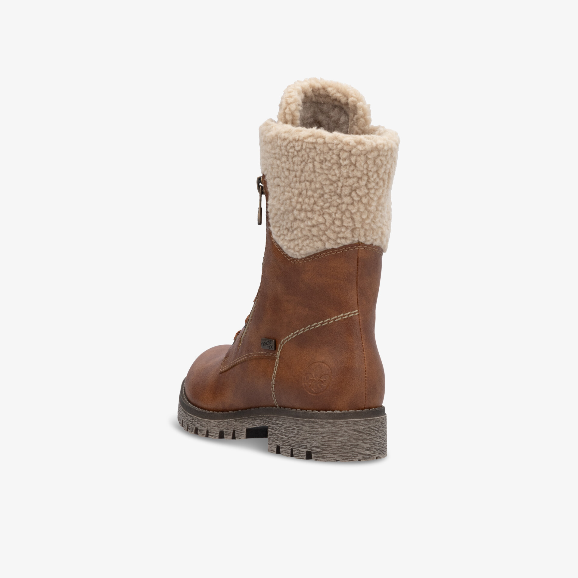 Brauner Winterstiefel mit warmem Innenfutter, robustem Absatz und praktischem Reißverschluss seitlich