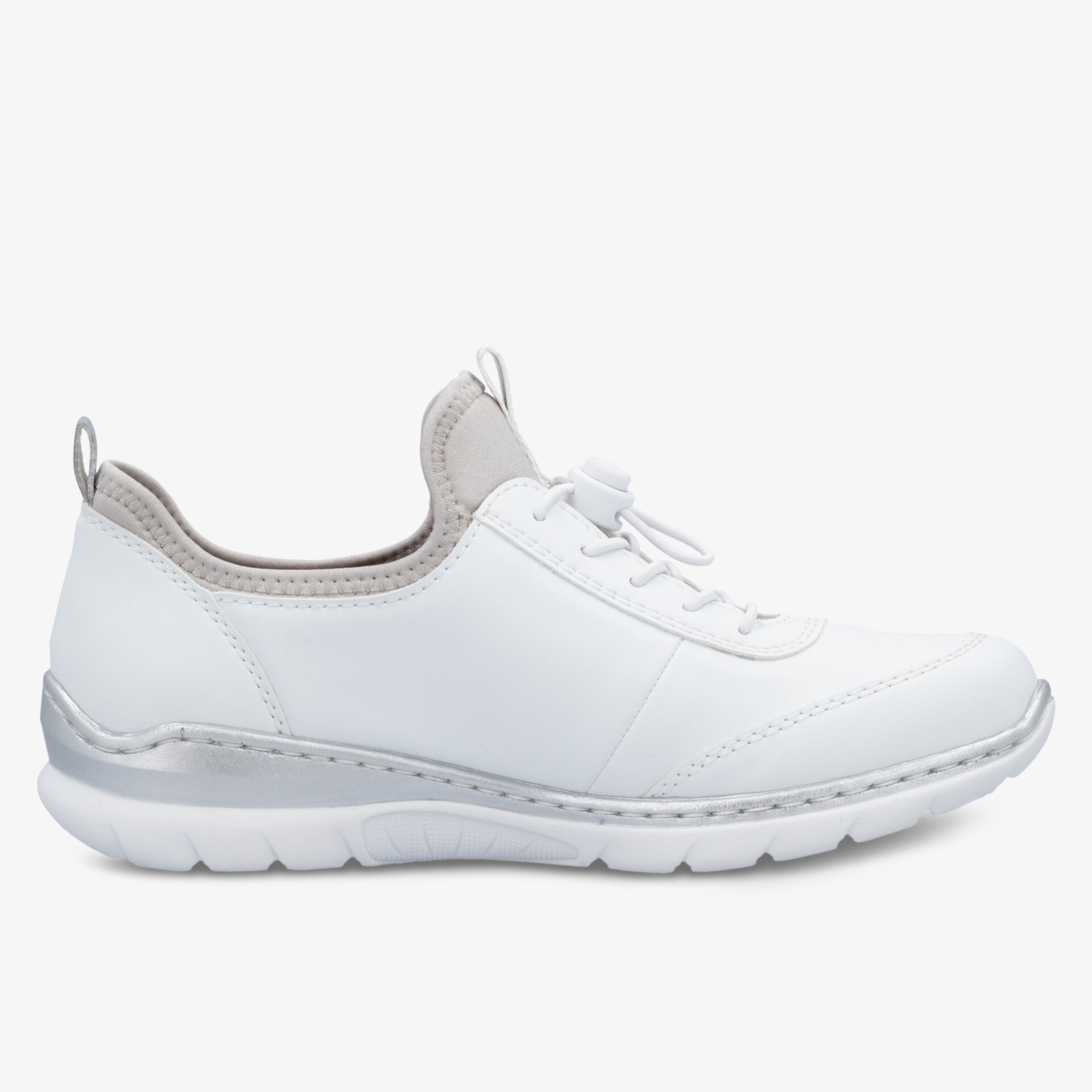 Leichter weißer Sneaker mit flexiblem Sohlenprofil und bequemem Schnitt für Alltag und Freizeit