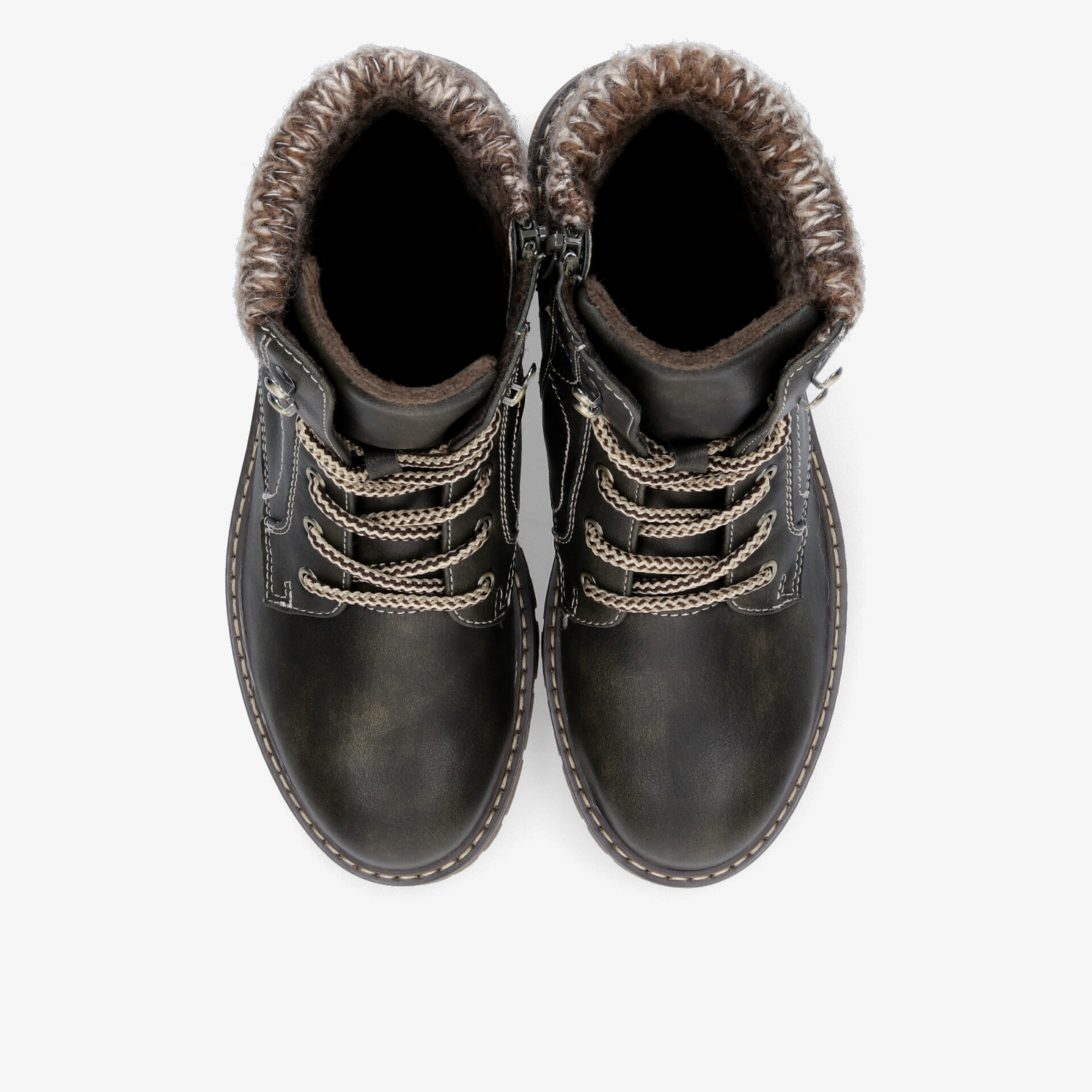 Robuste schwarze Schnürstiefel mit warmem Innenfutter und modernem Design für optimalen Komfort.