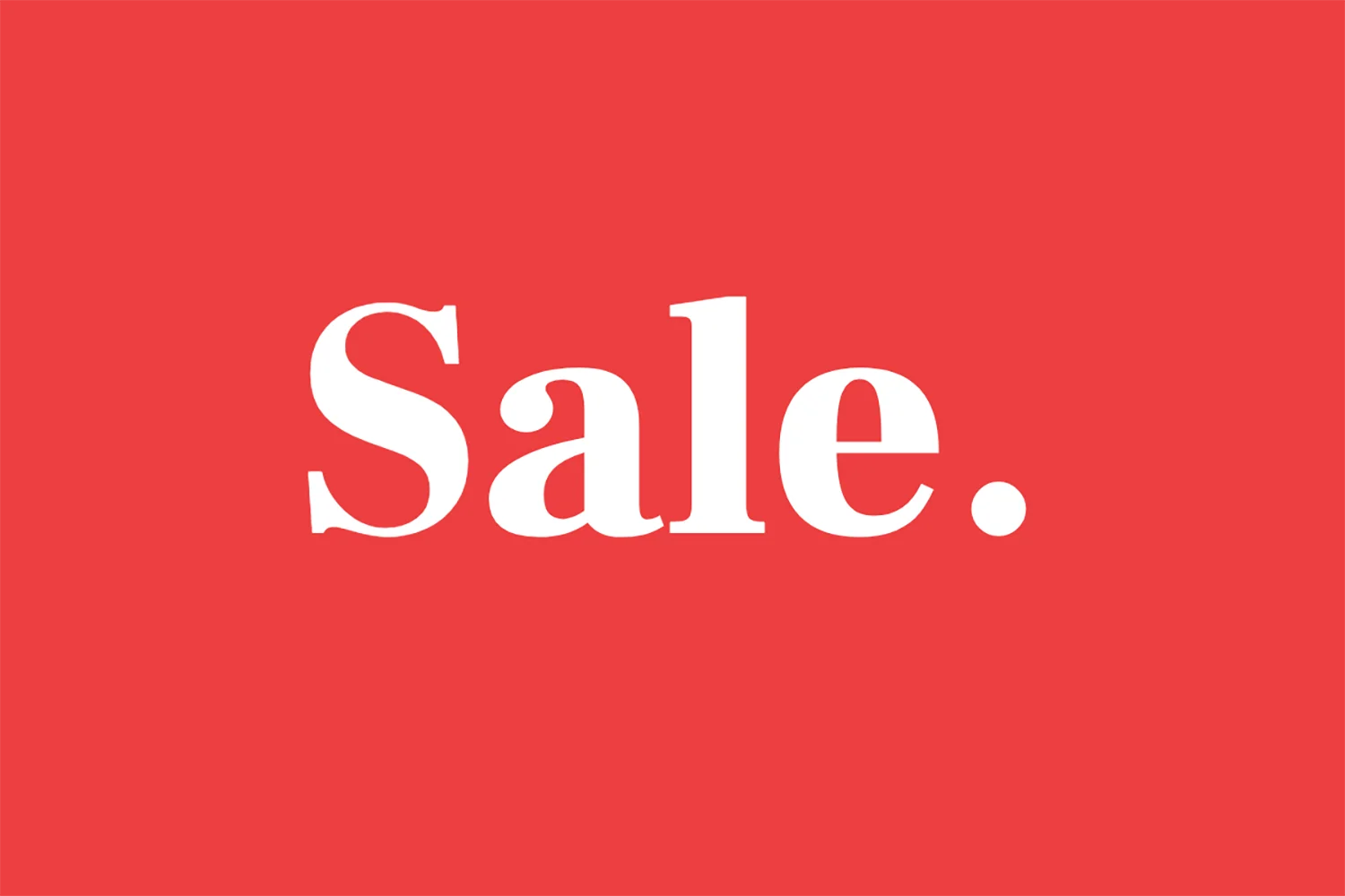 Text 'Sale.' in weißer Schrift auf rotem Hintergrund