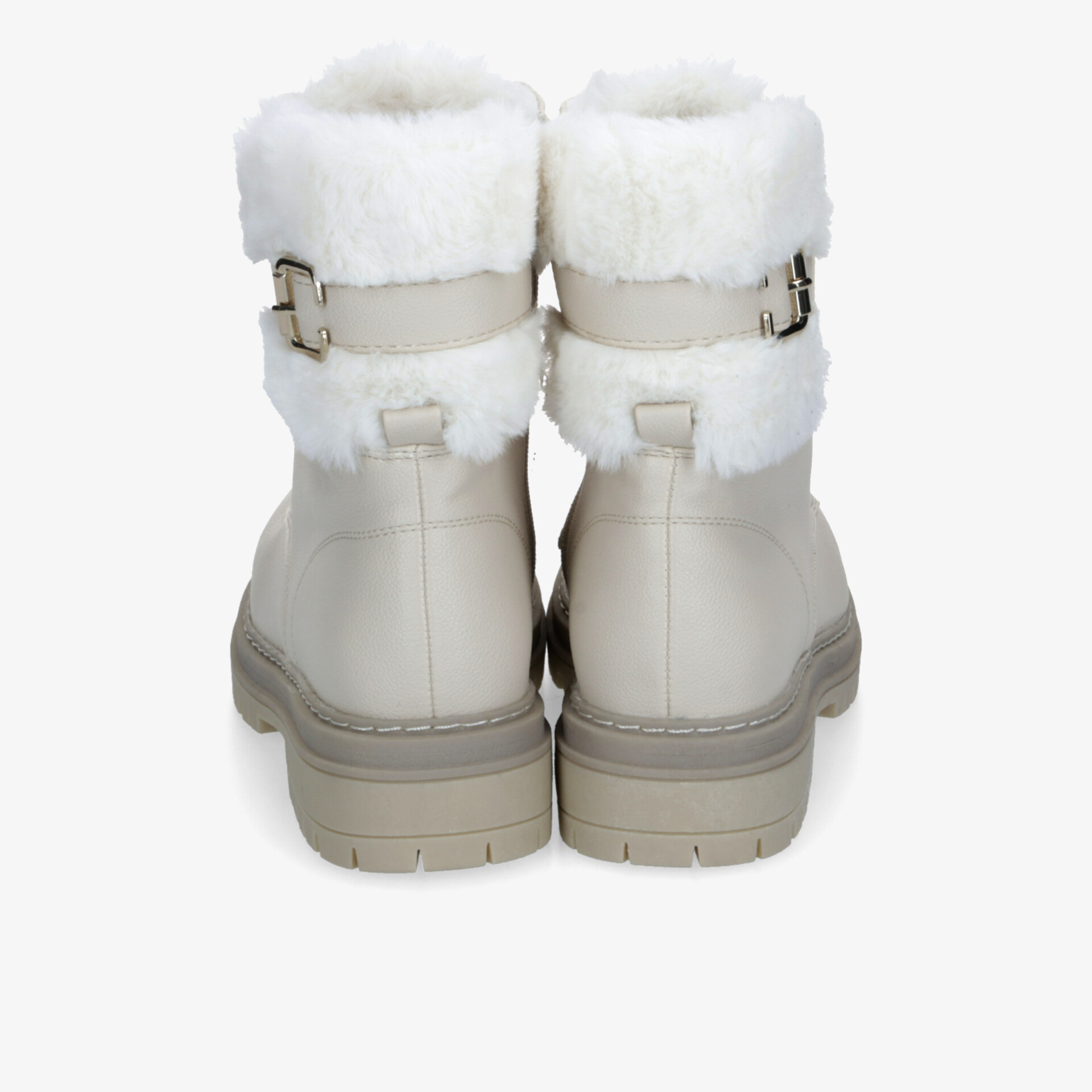 Warme Stiefel mit weichem Fellfutter und stabiler Absatz, Rückansicht zeigt robuste, komfortable Verarbeitung