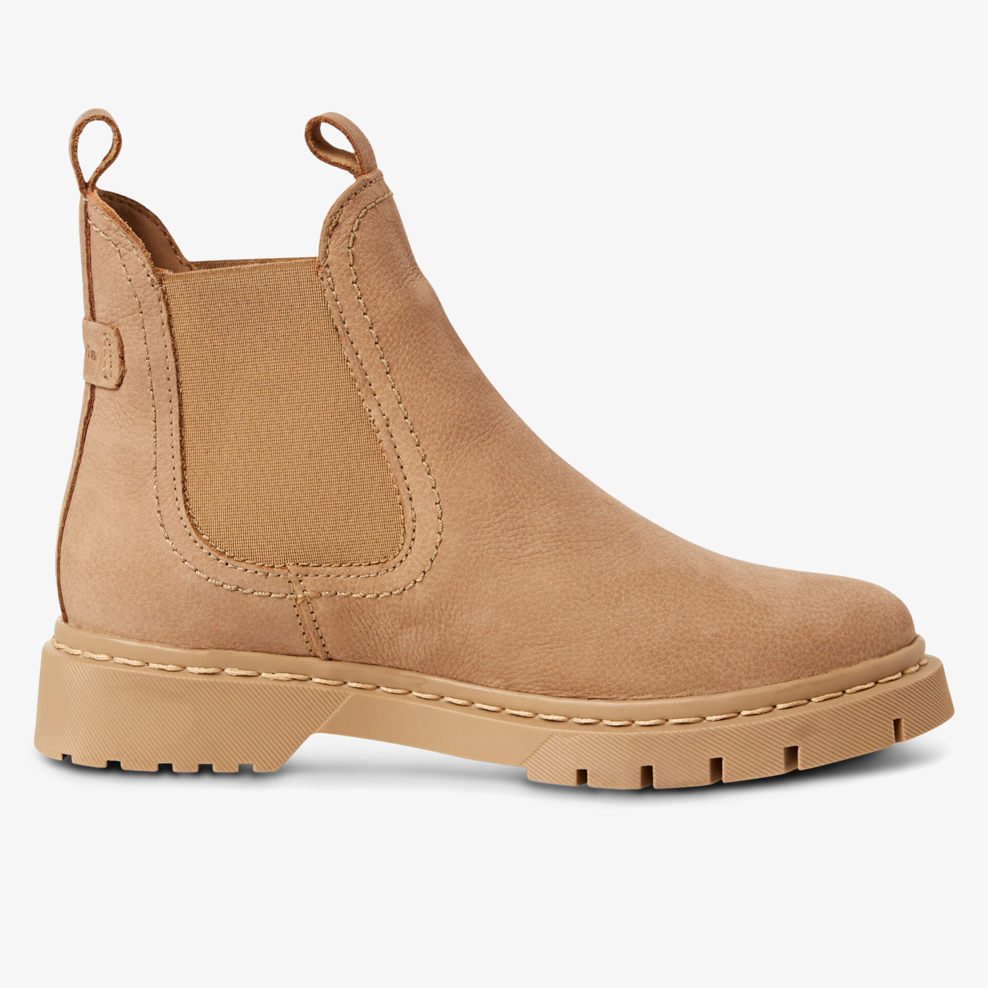 Bequemer Chelsea Boot mit elastischen Seiteneinsätzen und robuster rutschfester Sohle, seitliche Ansicht