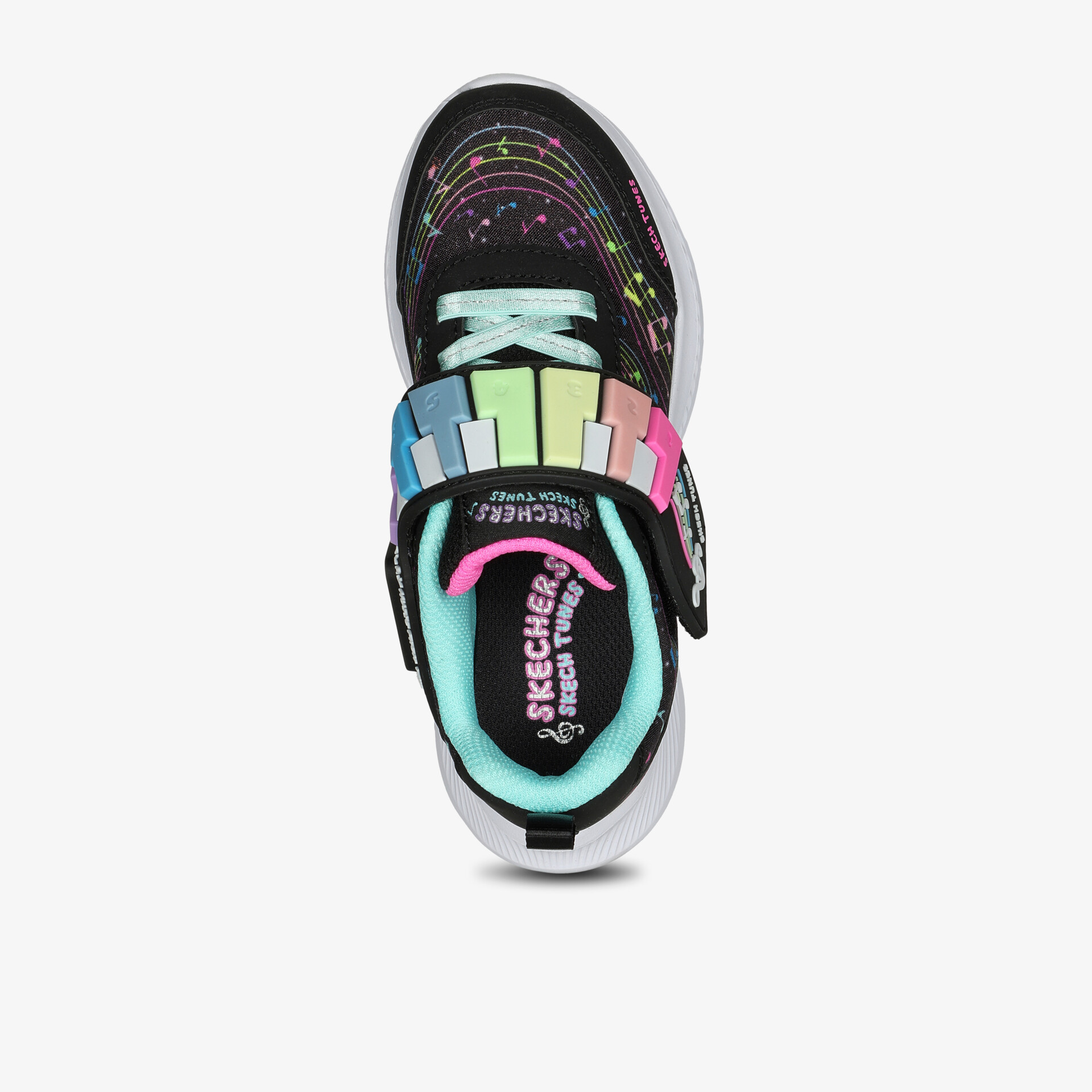 Bequemer Schuh mit leuchtendem Farbmuster und praktischem Klettverschluss für sicheren Halt.