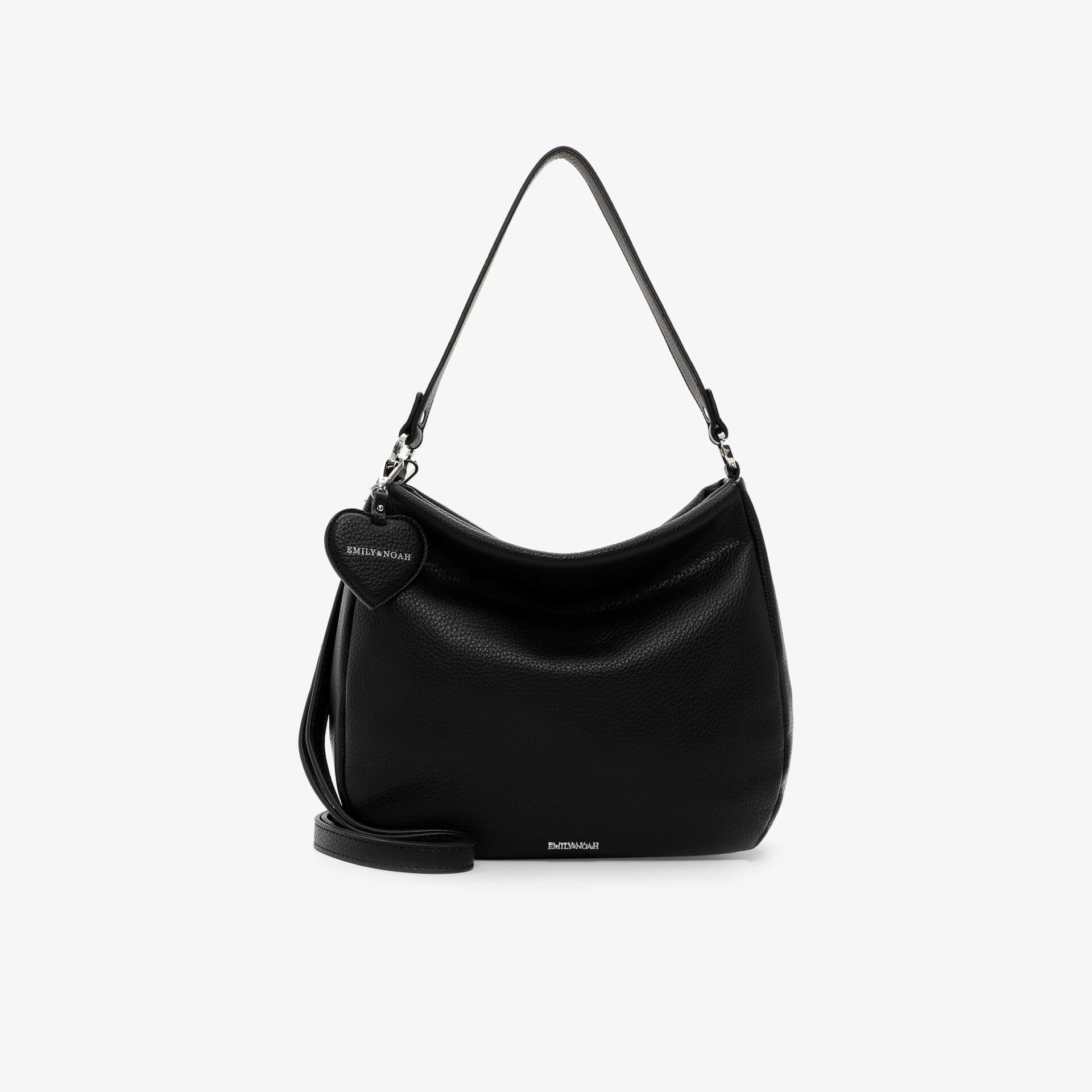 Elegante schwarze Tasche mit modernem Design, großer Kapazität und verstellbarem Schulterriemen in schräger Vorderansicht