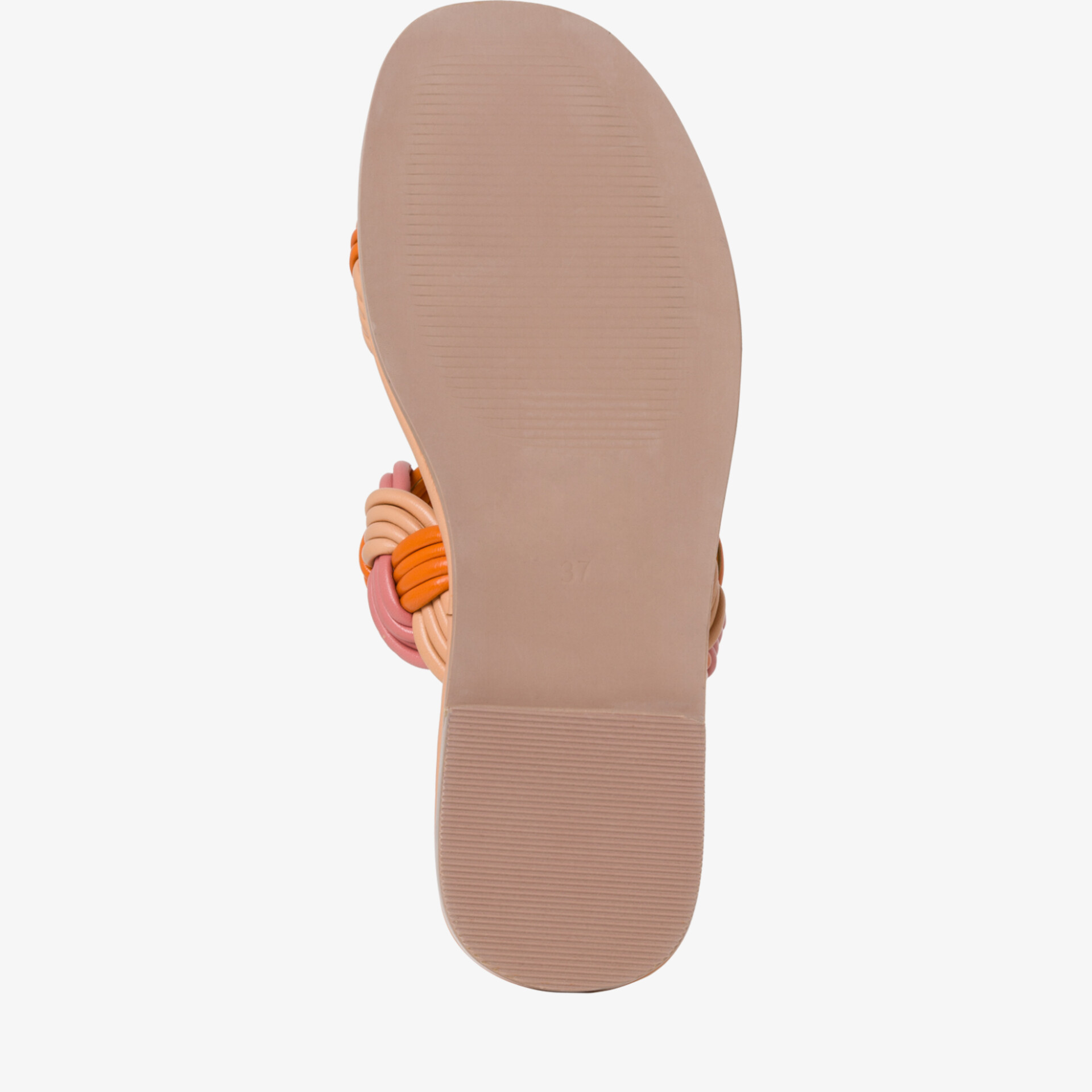 Flexible Sohle einer bequemen Sandale mit anti-rutsch Profil, ideal für sommerlichen Komfort