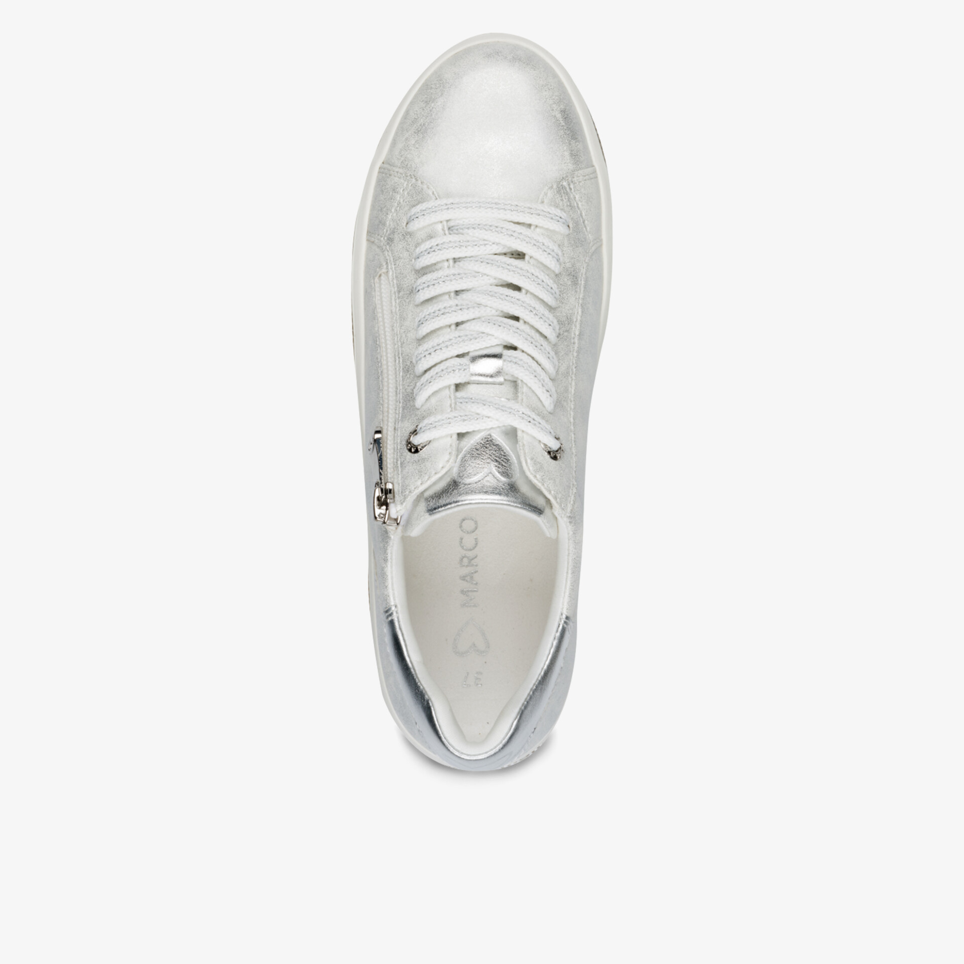 Weißer Sneaker aus Leder mit seitlichem Reißverschluss und moderner Schnürung, komfortabel gepolstert