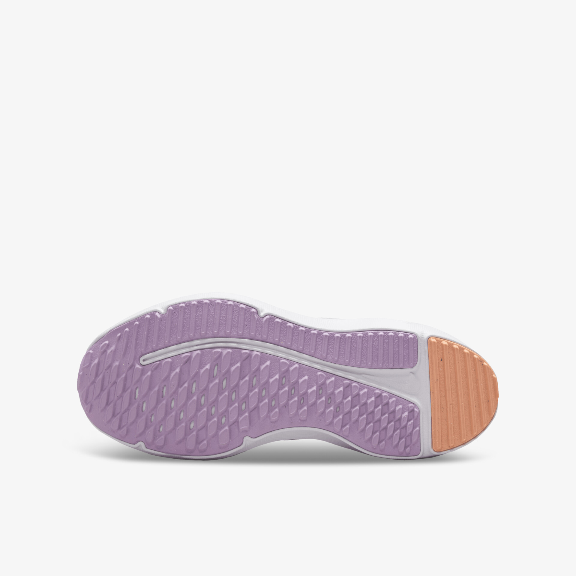 Schuh mit rutschfester Profilsohle in Lila und orangem Absatz für sicheren Halt und hohen Tragekomfort