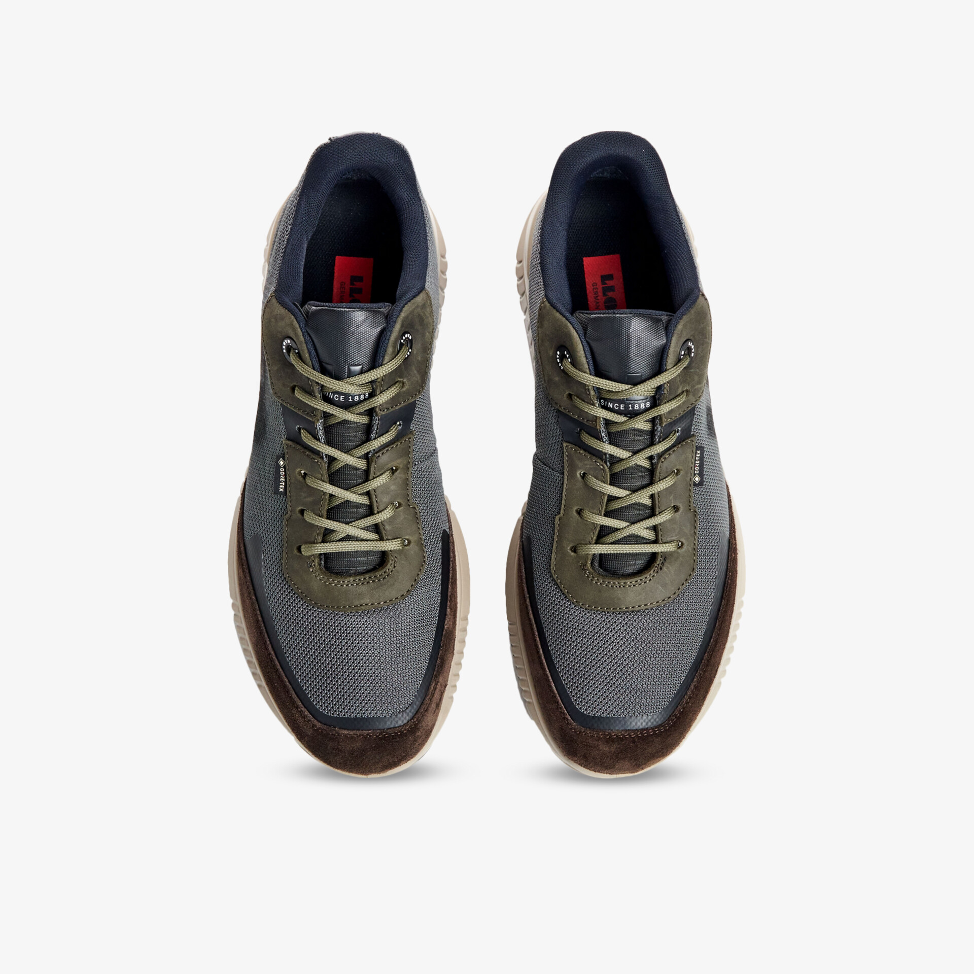 Bequeme und stilvolle Sneakers in Grün und Grau mit rutschfester Sohle und atmungsaktivem Mesh-Obermaterial.