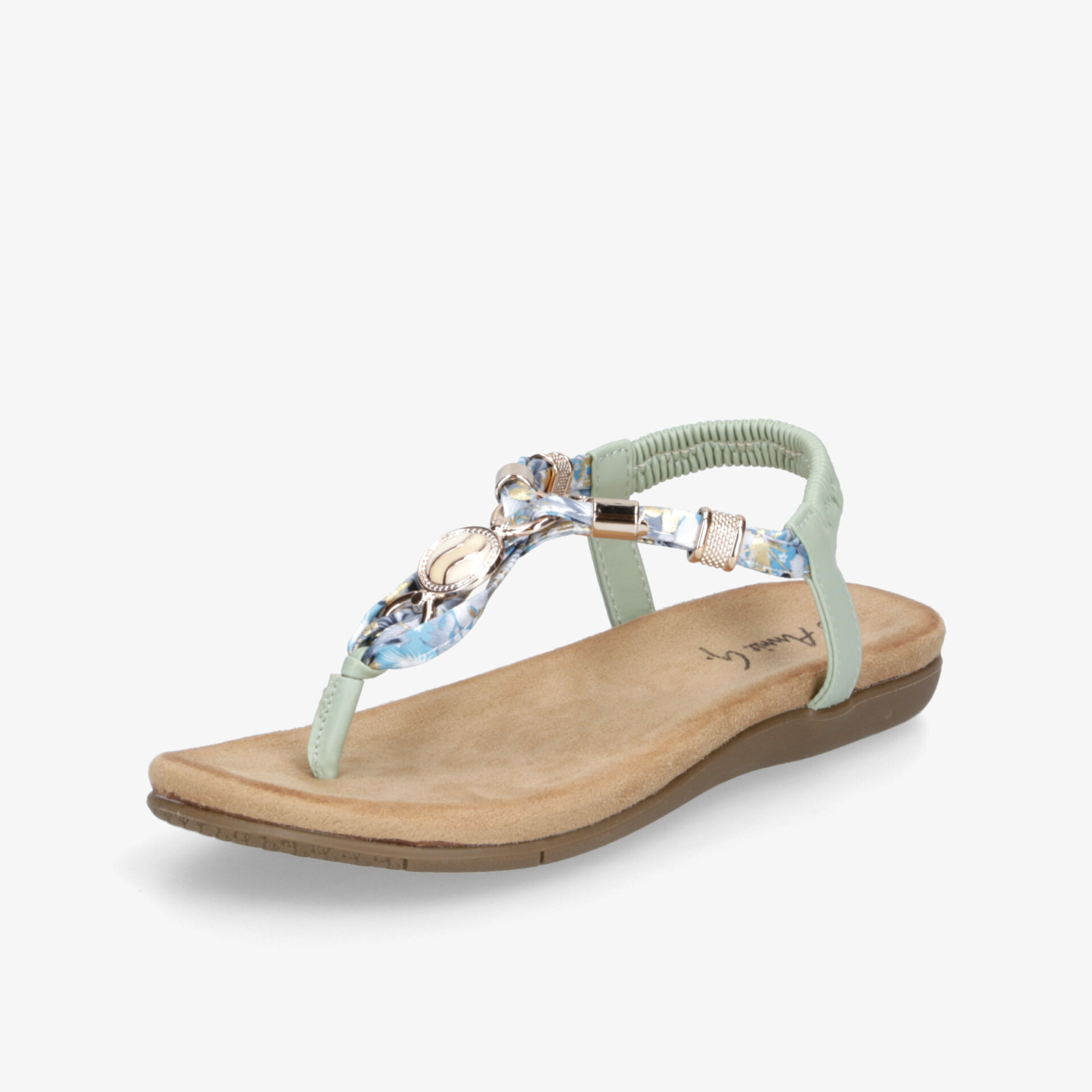 Leichte Sandale mit weichem Fußbett, elegantem Zehentrenner und funkelnden Strasssteinen für sommerlichen Komfort