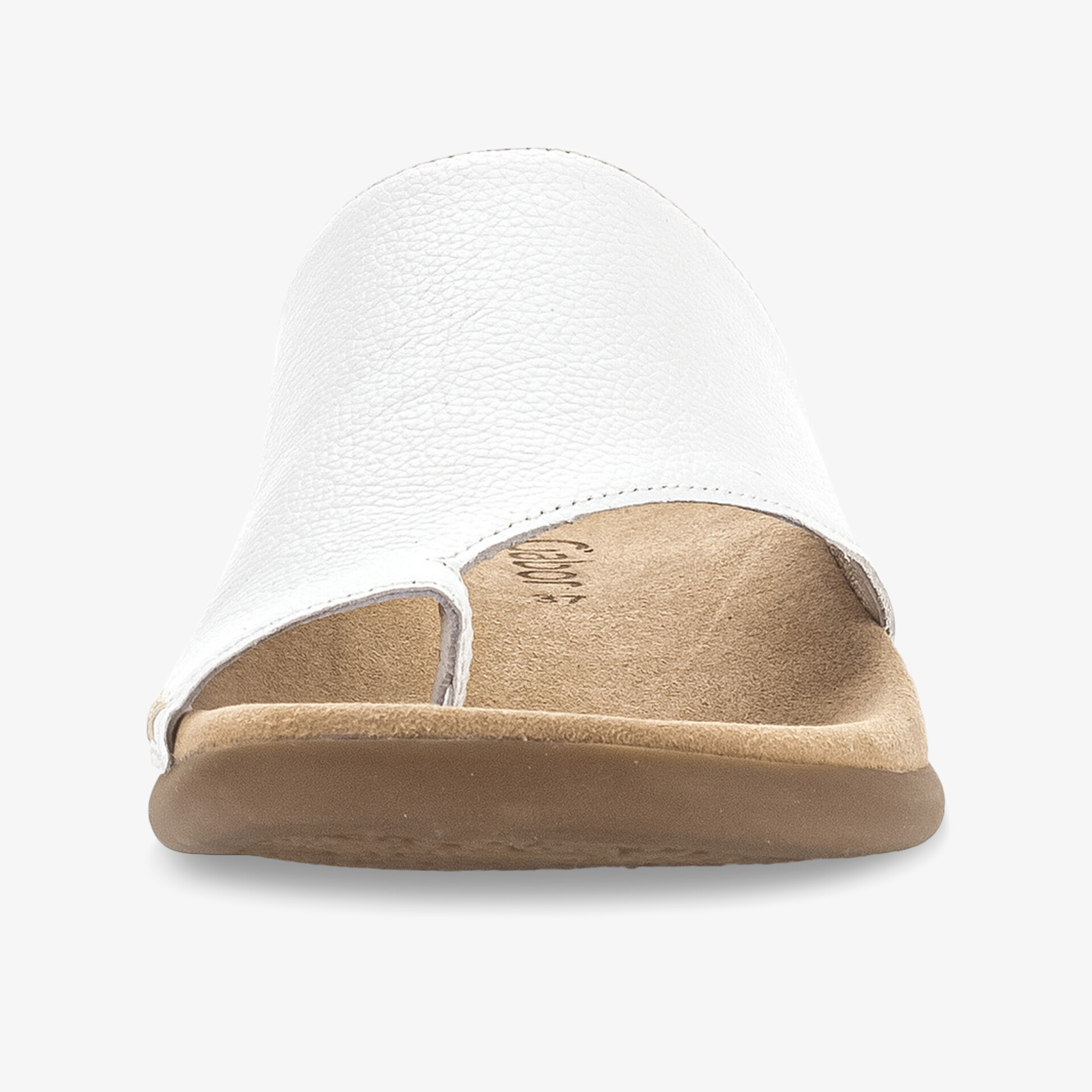 Weiße Sandale mit Lederoberfläche und ergonomischem Design für optimalen Komfort und modernen Stil.