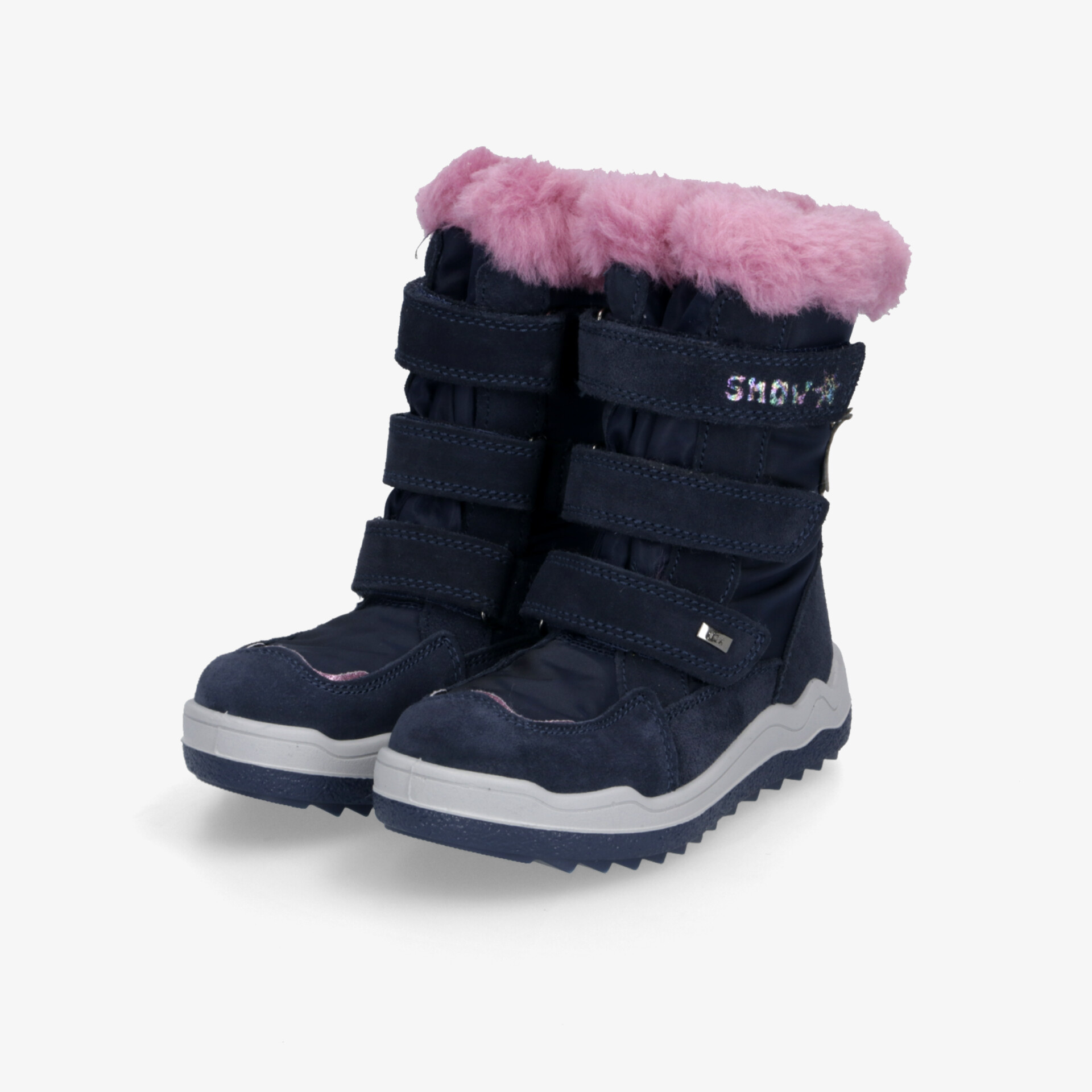 Warme Winterstiefel mit weichem pinkem Innenfutter, rutschfester Sohle und praktischem Klettverschluss