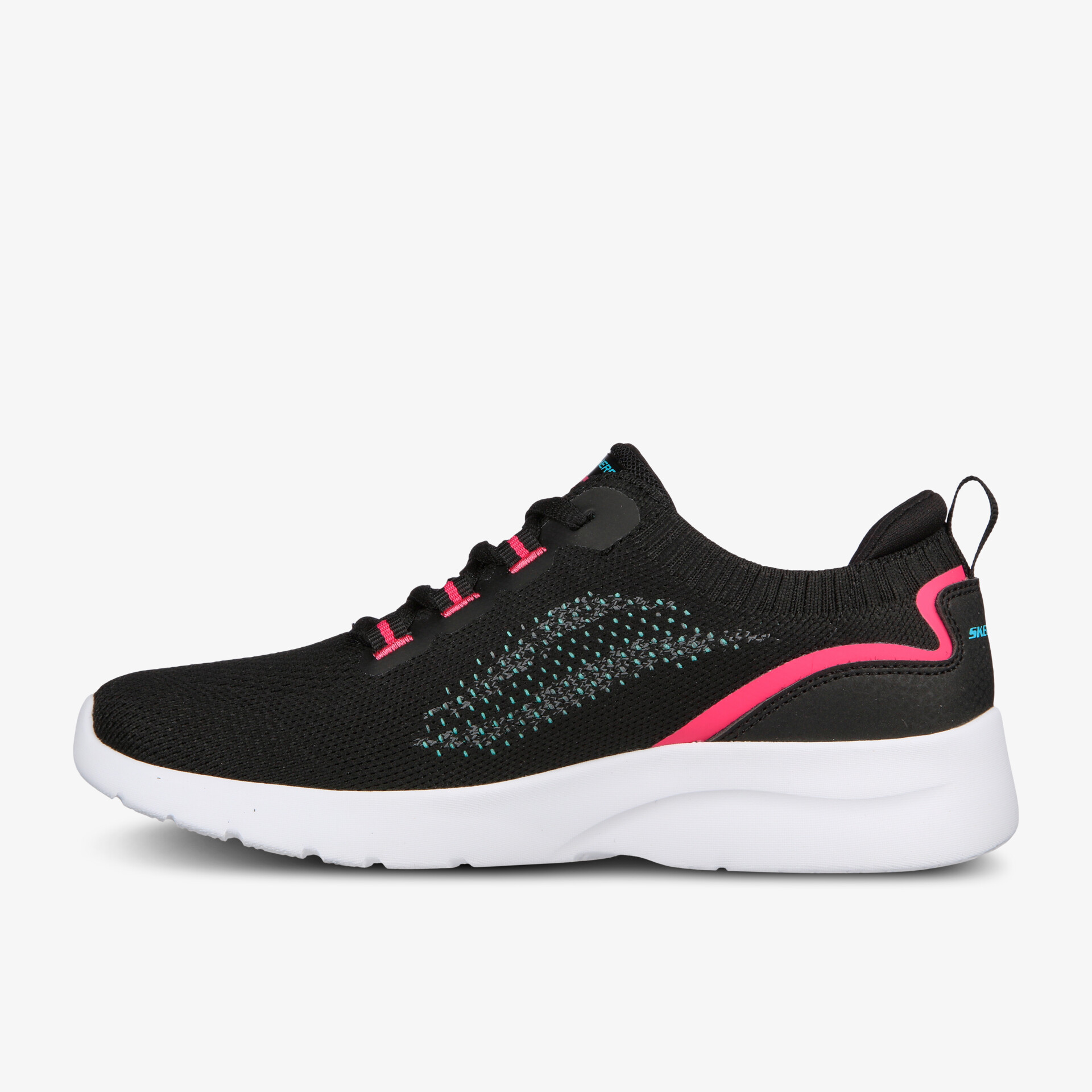 Stylische schwarze Sneaker mit pinken Akzenten, bequemem Sitz und strapazierfähiger, rutschfester Sohle.