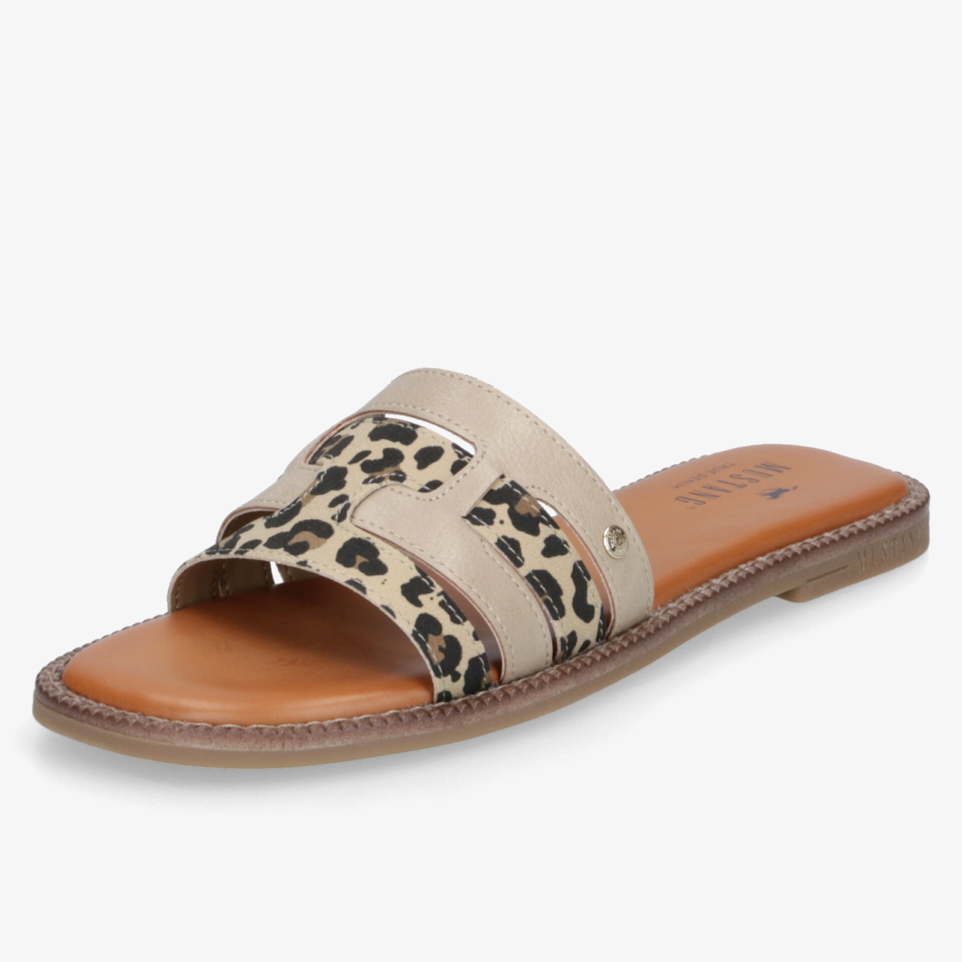 Modische leichte Pantolette mit Leopardenmuster, offen, flach, komfortabel und weich gepolstert für angenehmes Tragen