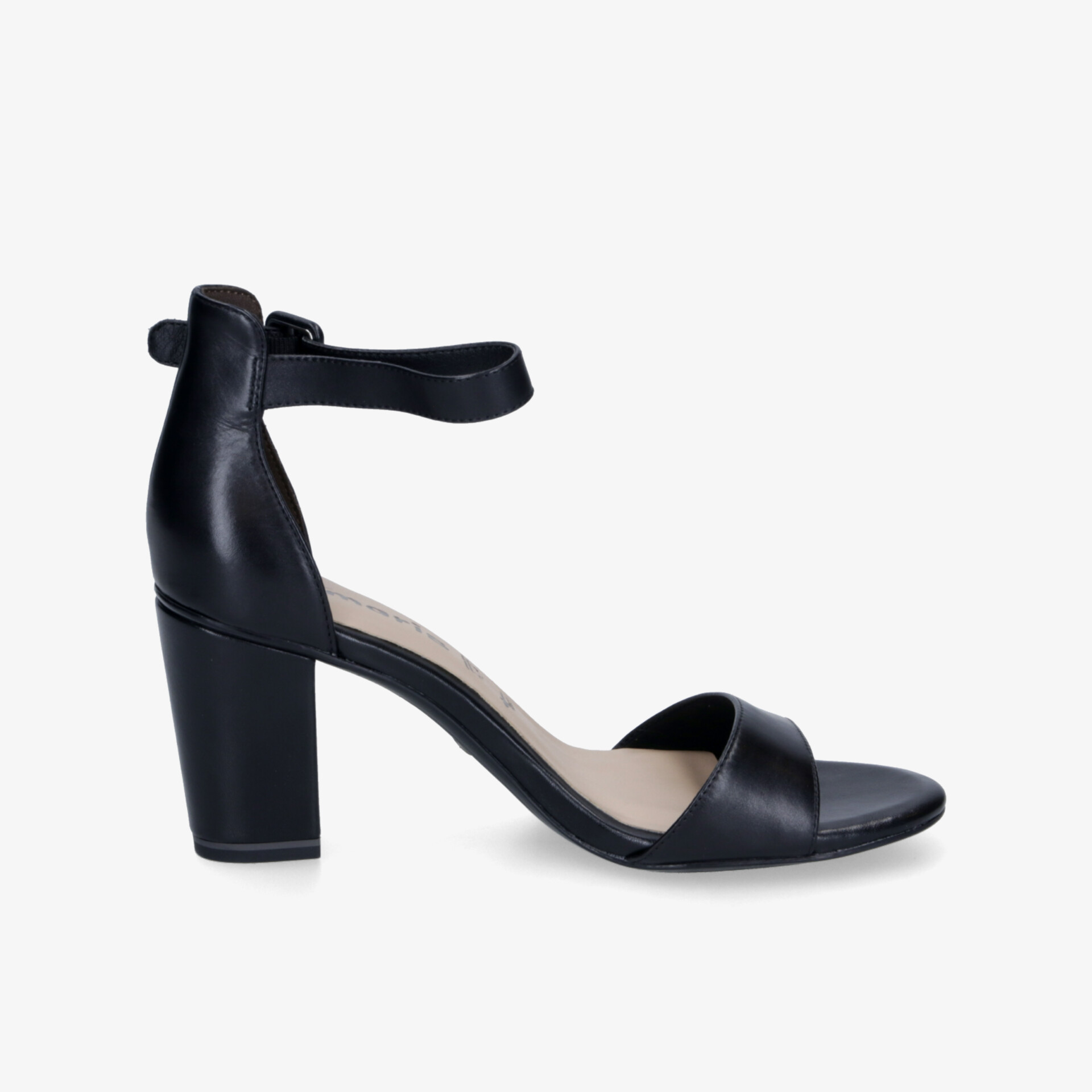 Eleganter schwarzer High Heel mit stabilem Blockabsatz und Riemenverschluss für komfortablen Halt