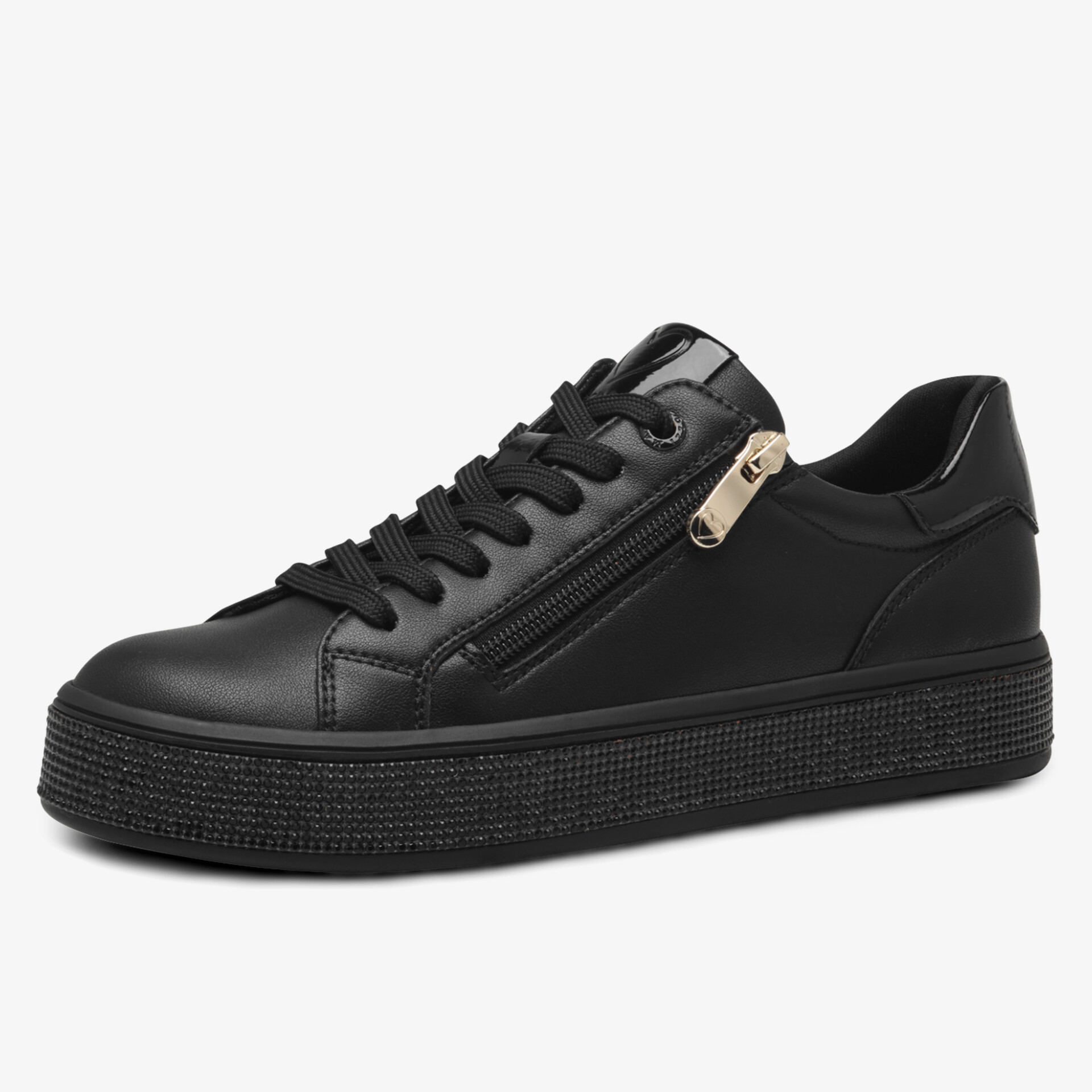 Schwarzer Sneaker mit seitlichem Reißverschluss und komfortabler Sohle, modernes und robustes Design