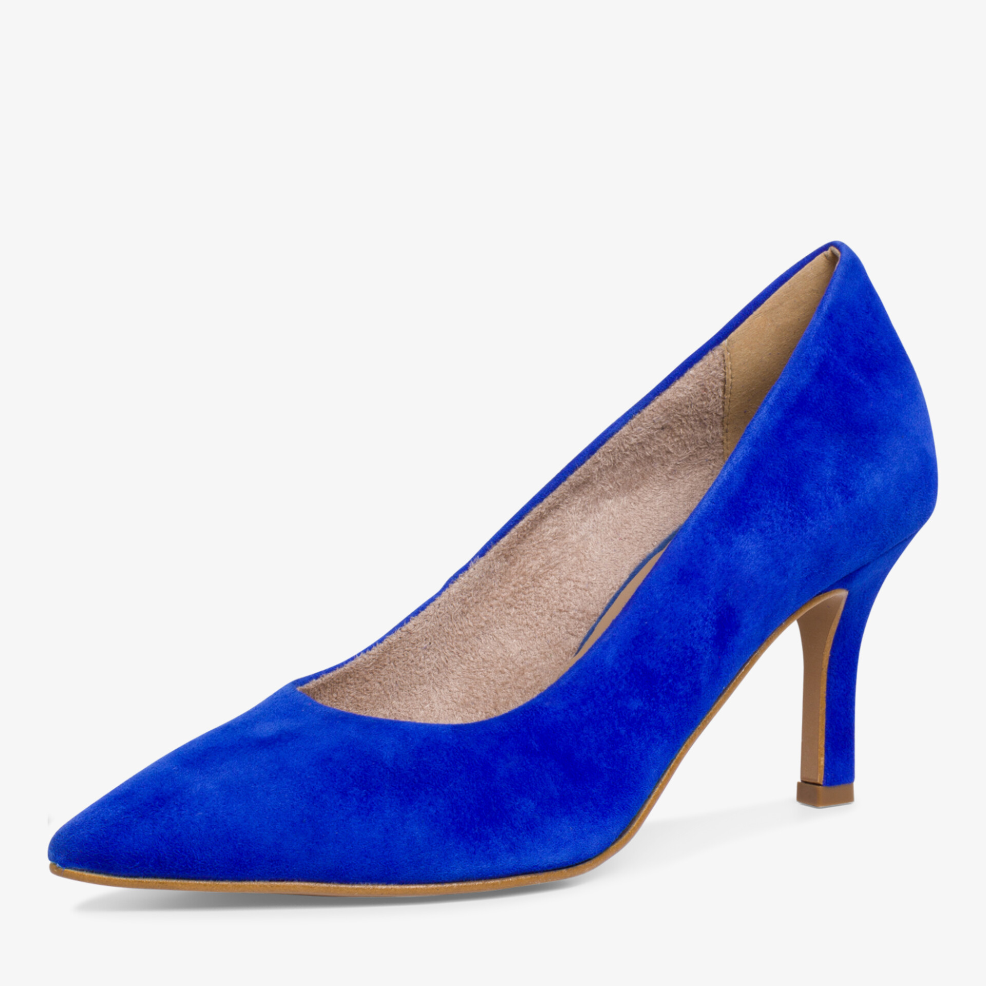 Eleganter blauer Pumps mit spitzer Zehenpartie und mittlerem Absatz für stilvolle Auftritte.