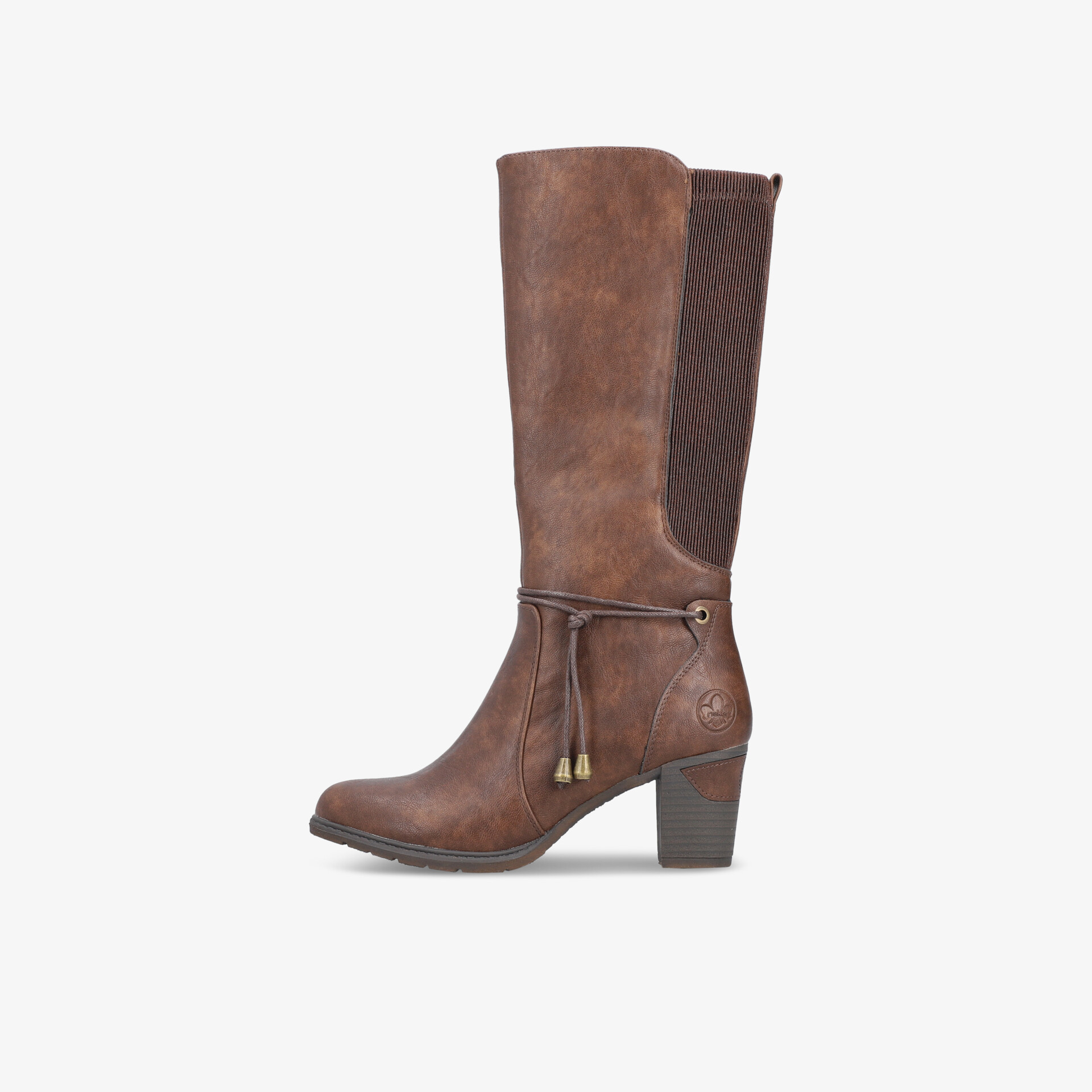 Brauner Stiefel mit mittelhohem Absatz und Reißverschluss, bequemer und eleganter Schuh für kühle Tage