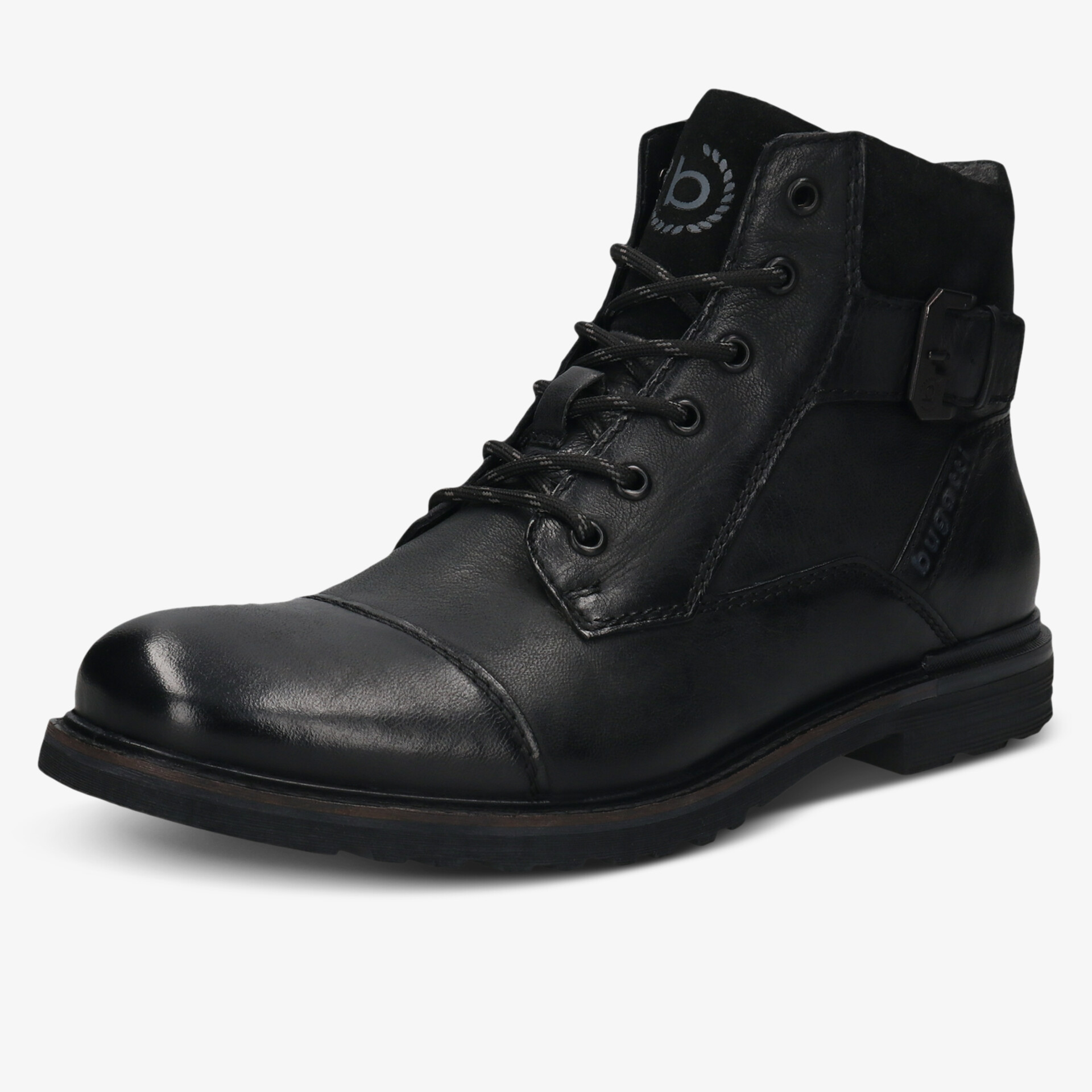 Schwarzer Lederstiefel mit robuster Schnürung und modischem Design bietet hohen Tragekomfort und Langlebigkeit