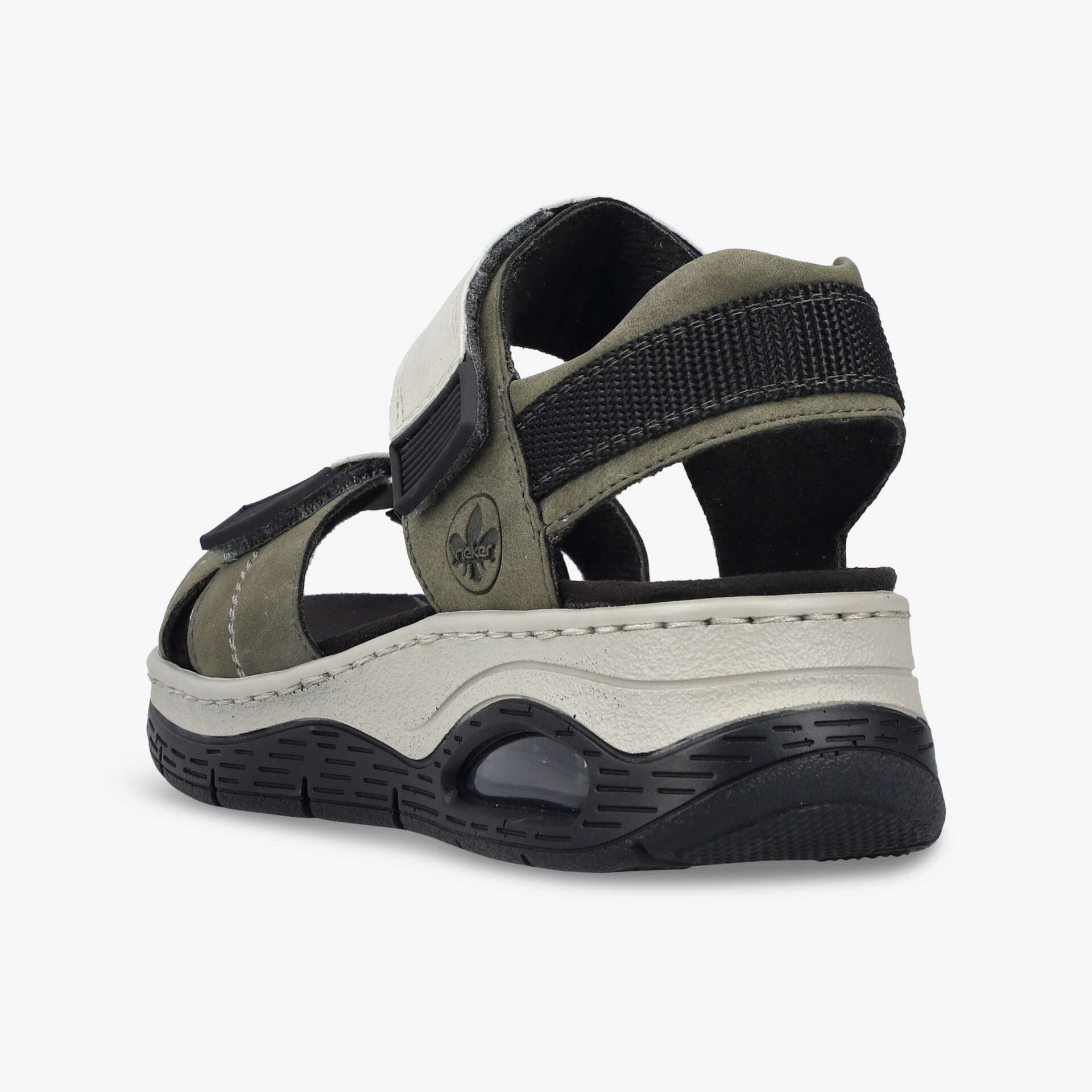 Leichter Outdoor-Sandale mit verstellbarem Klettverschluss und robuster, rutschfester Sohle seitlich dargestellt