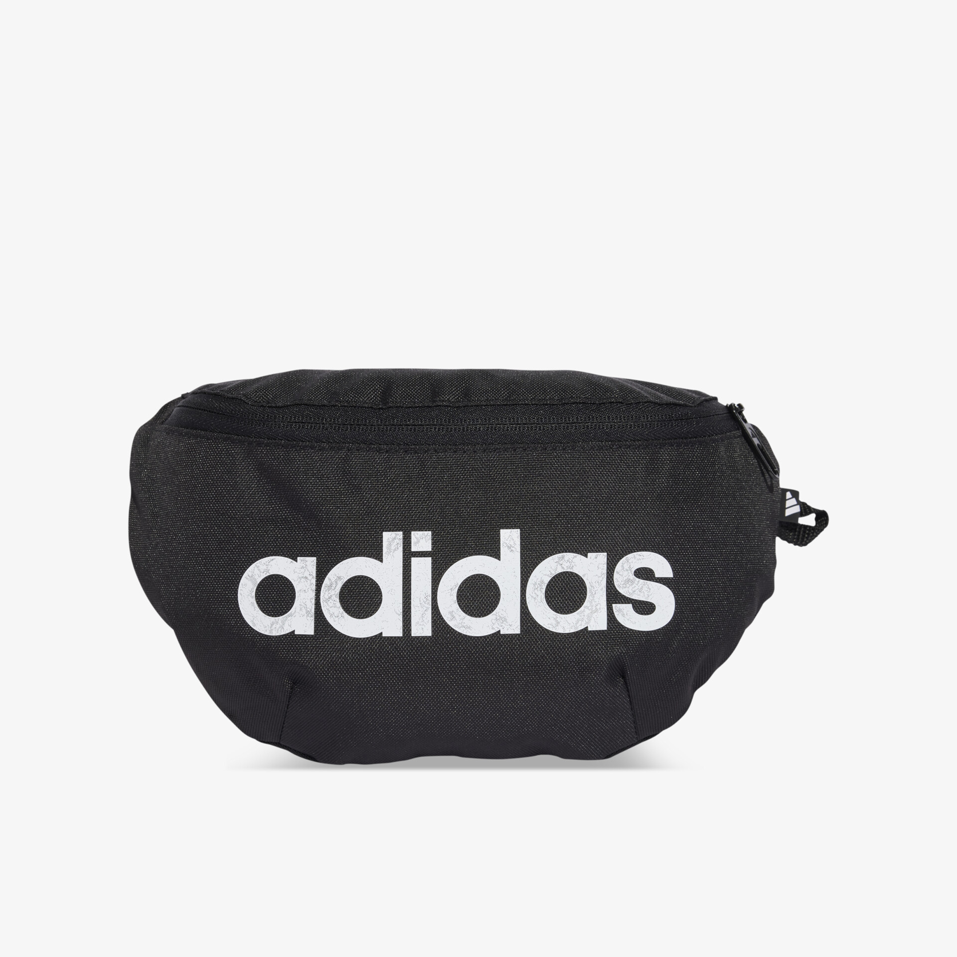 Schwarze adidas Gürteltasche mit großem Logo und leichtem Material, kompakt und praktisch für den Alltag