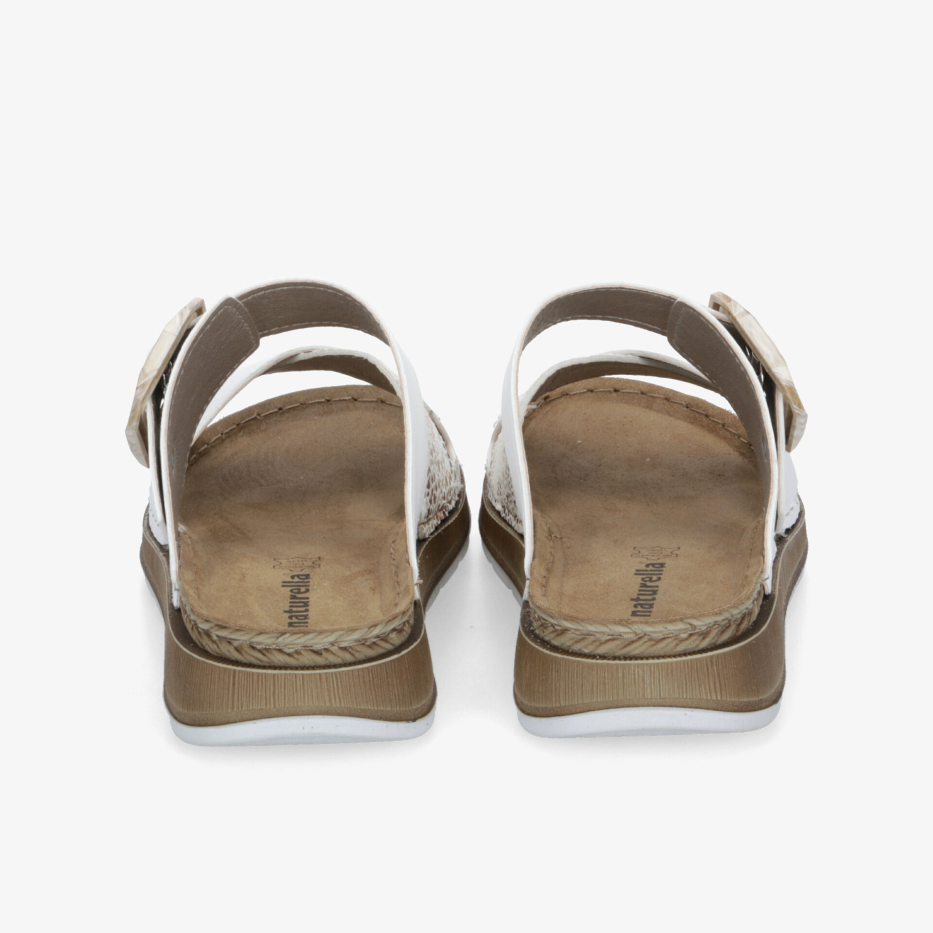 Rückansicht komfortabler Ledersandalen mit verstellbarem Riemen und gepolsterter Innensohle für optimalen Tragekomfort