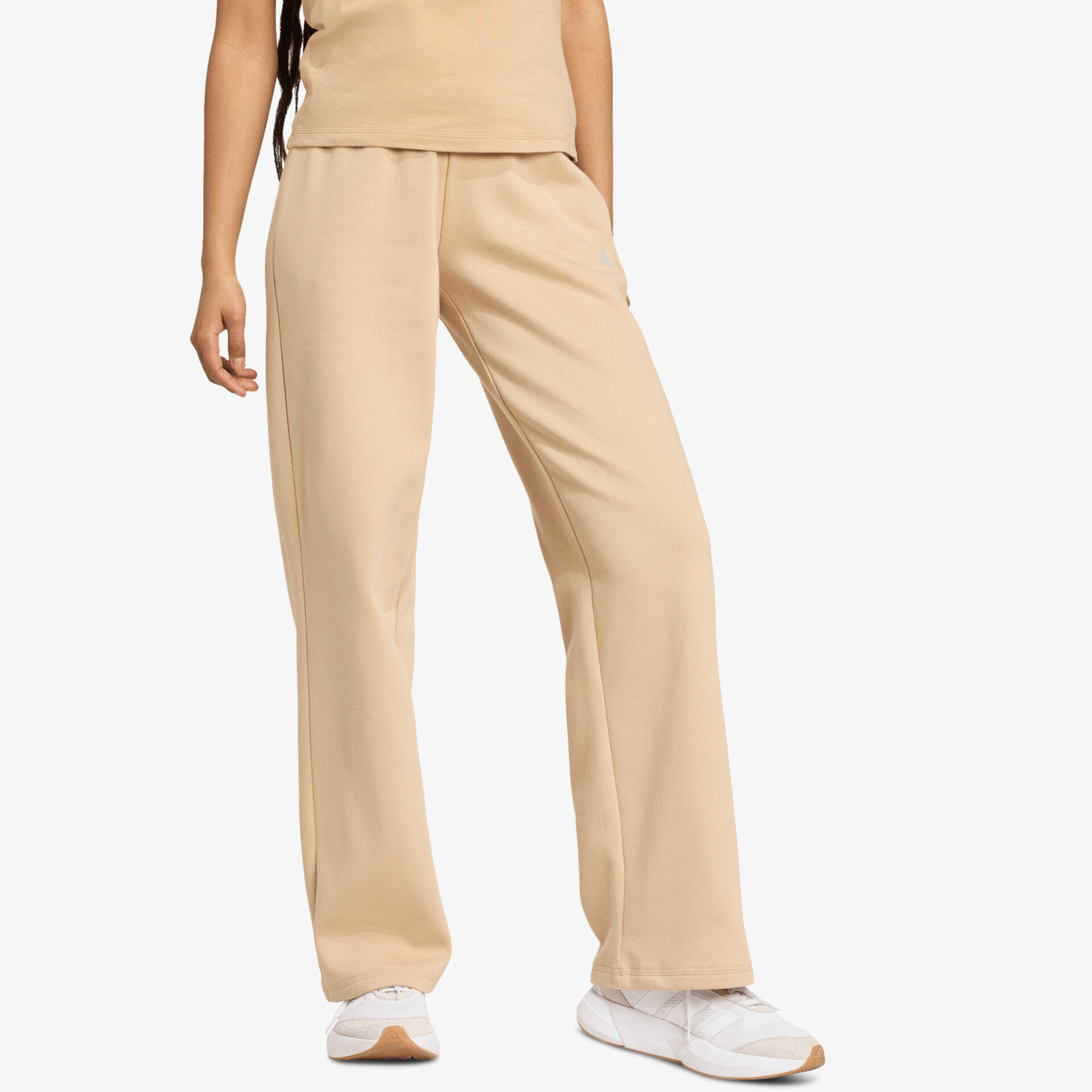 Bequeme Hose mit weitem Bein und elastischer Taille, in neutralem Farbton, lässiger Stil für Alltag