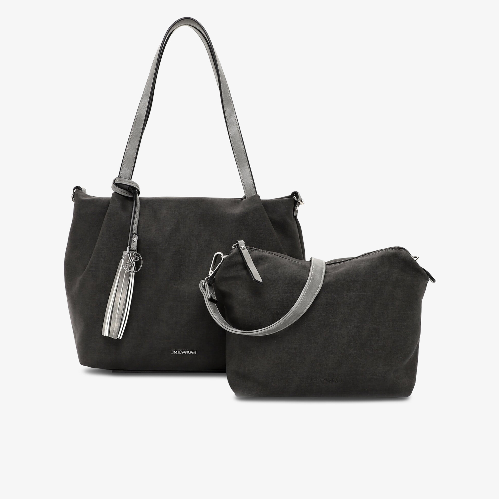 Schwarze Umhängetasche mit zusätzlicher kleinen Tasche, geräumig und stilvoll im modernem Design