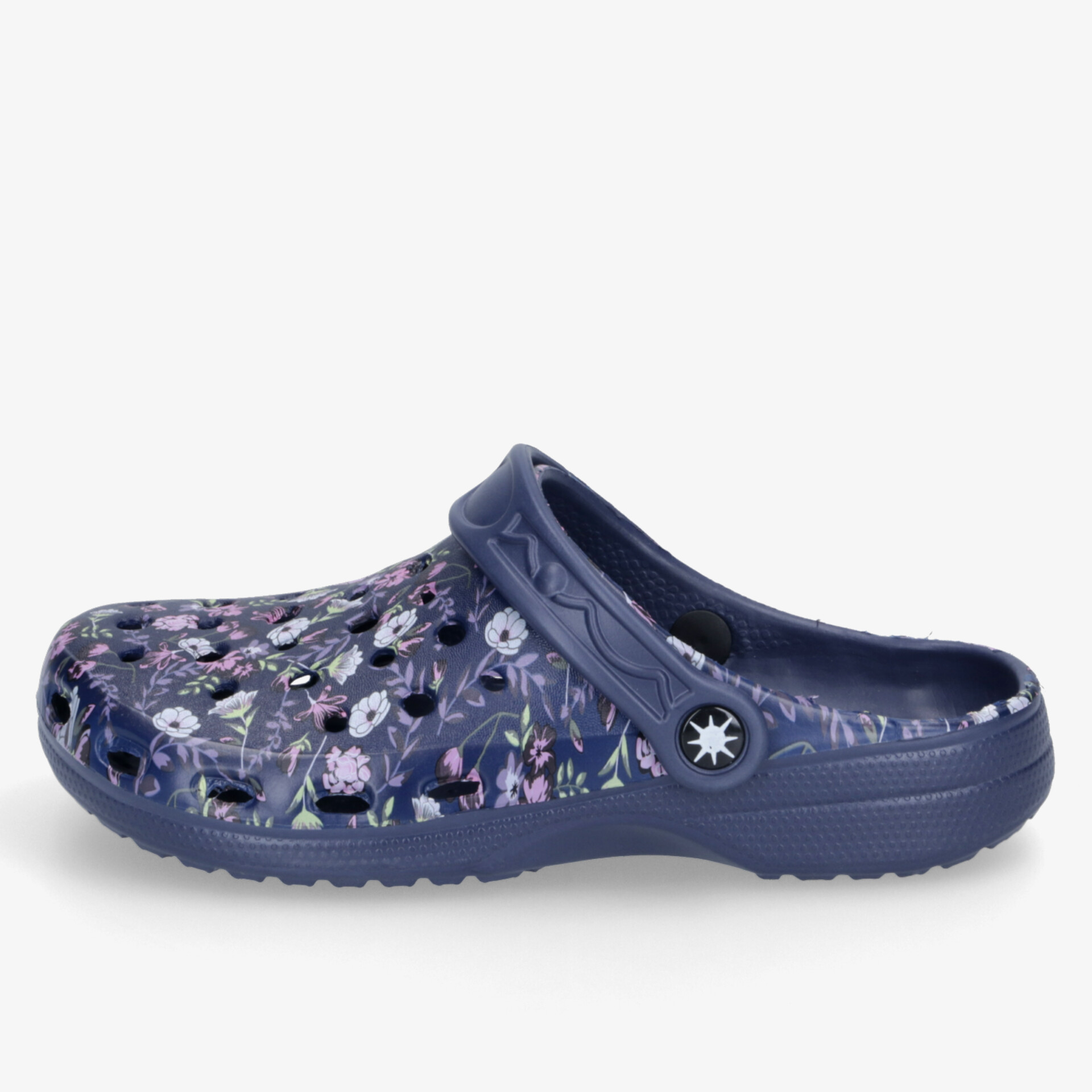 Bequemer blauer Schuh mit floralem Muster, ideal für Freizeit und Alltag, leicht und rutschfest.