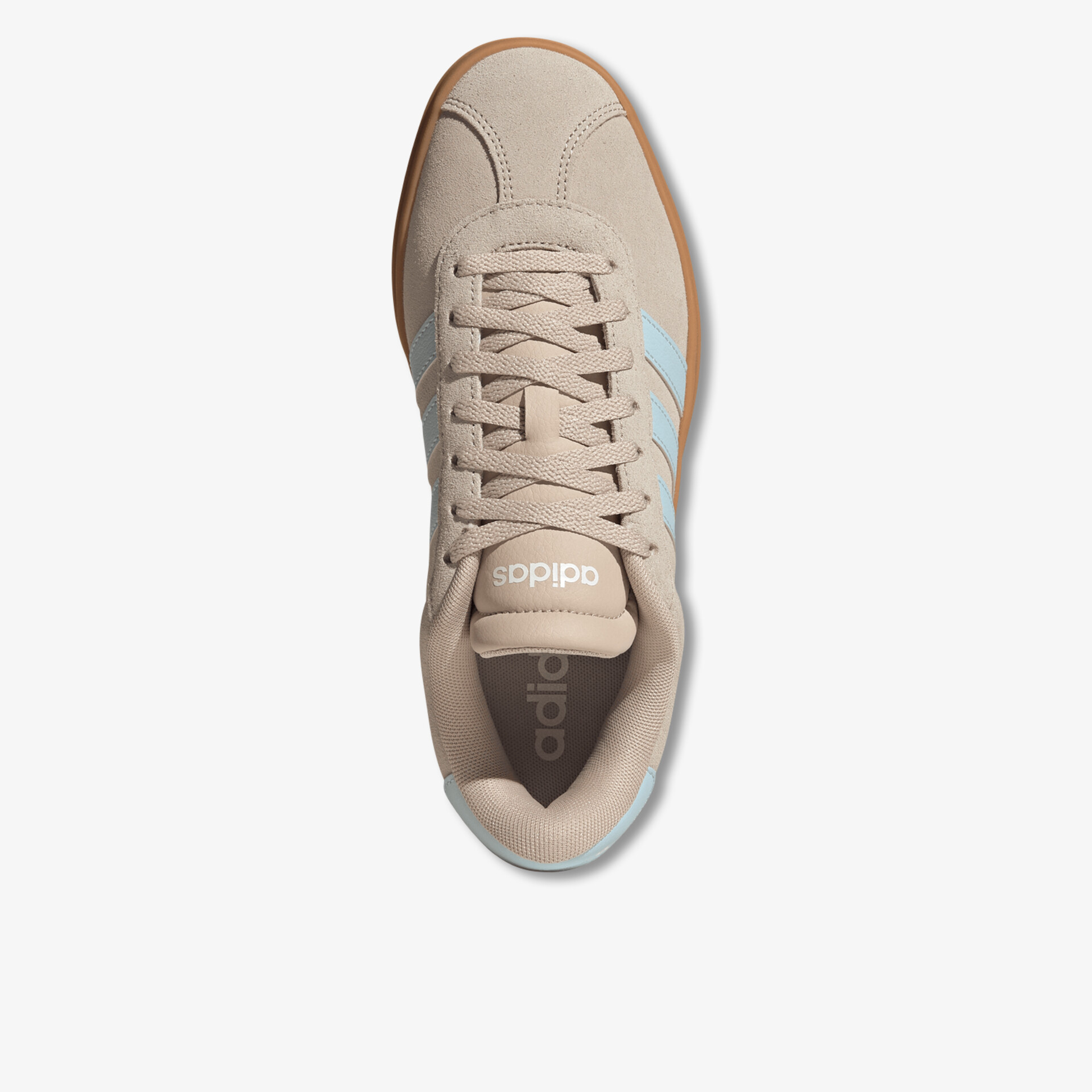 Beiger Sneaker mit bequemem Schnitt und dezenter Schnürung aus weichem Material, klassische Logo-Applikation