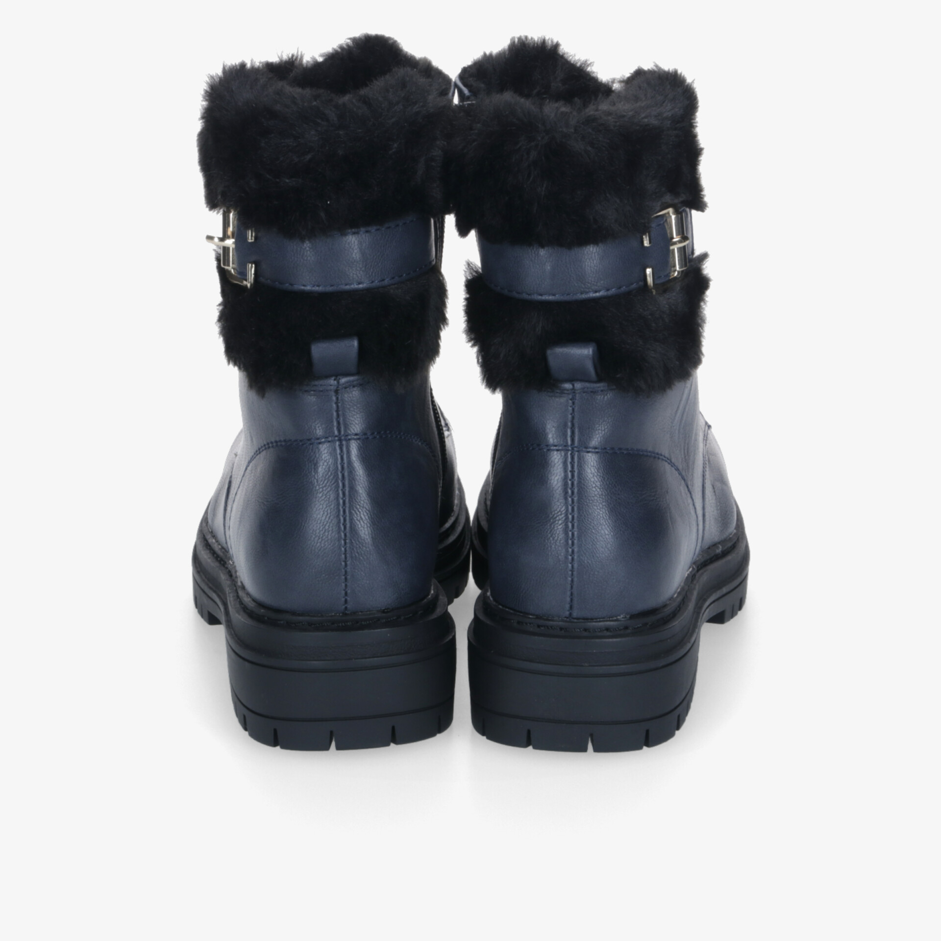 Schwarze Winterstiefel mit weichem Fellfutter und robustem Absatz, ideal für kalte Tage und sicheren Halt