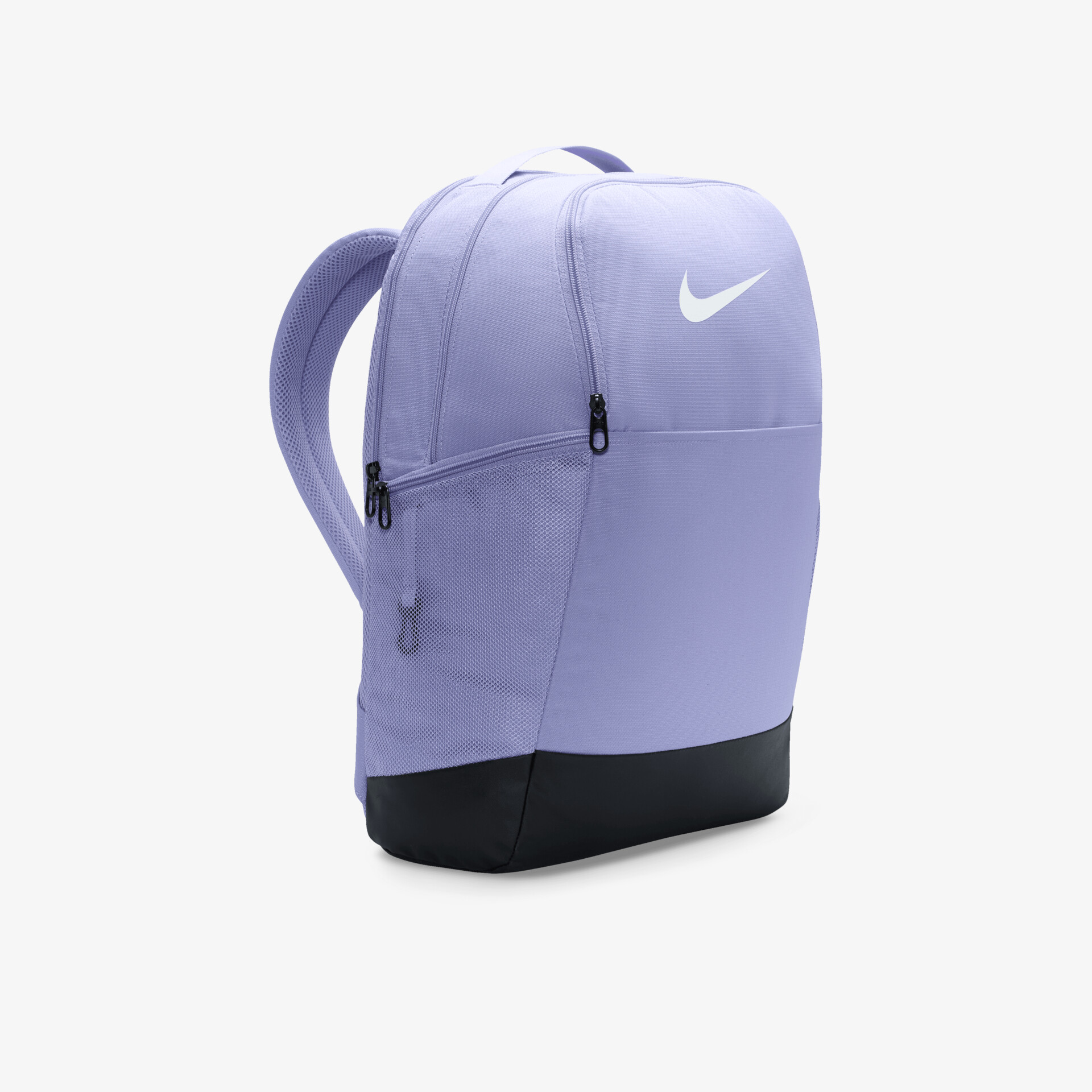 Robuster lila Rucksack mit schwarzem Boden und praktischem Reißverschluss, ideal für Alltag und Freizeit