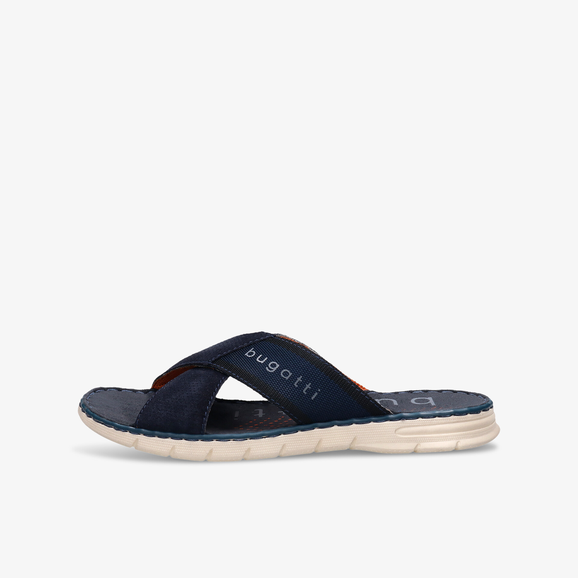 Bequeme blaue Sandale mit offenem Zehenbereich, rutschfester leichter Laufsohle und weichem Komfort-Fußbett