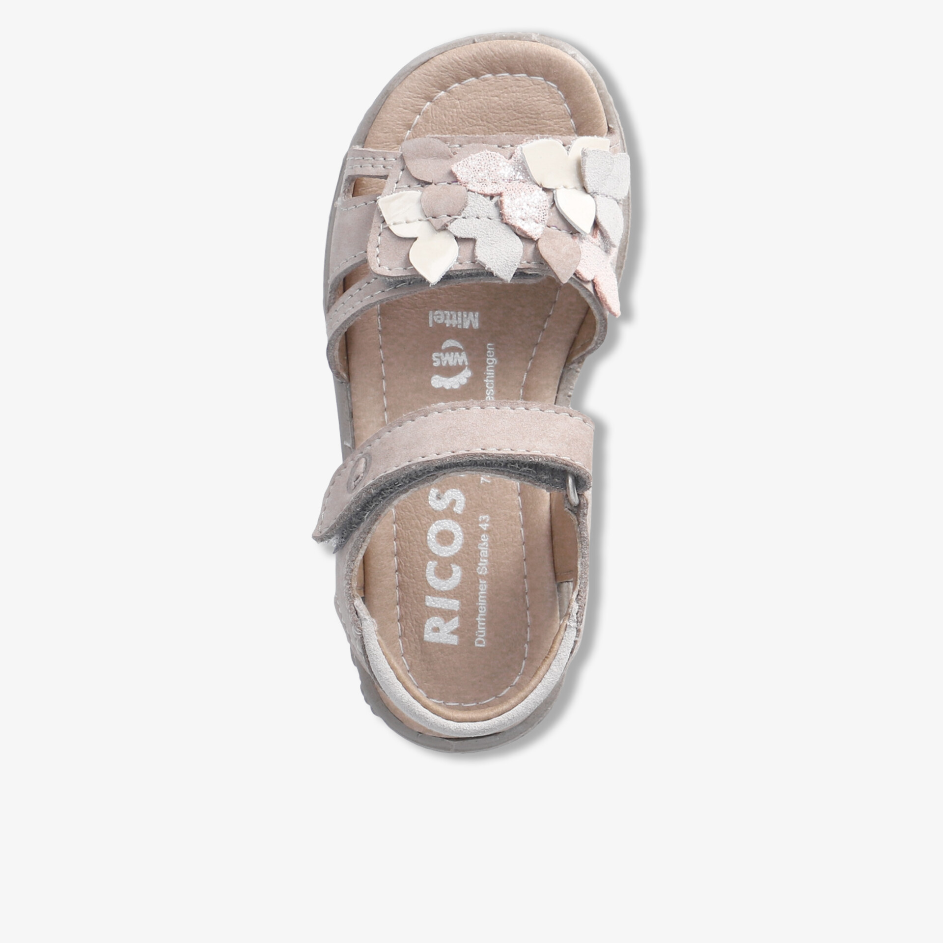 Sandale mit verstellbarem Riemen und eleganten Blütenapplikationen, bequeme und luftige Passform