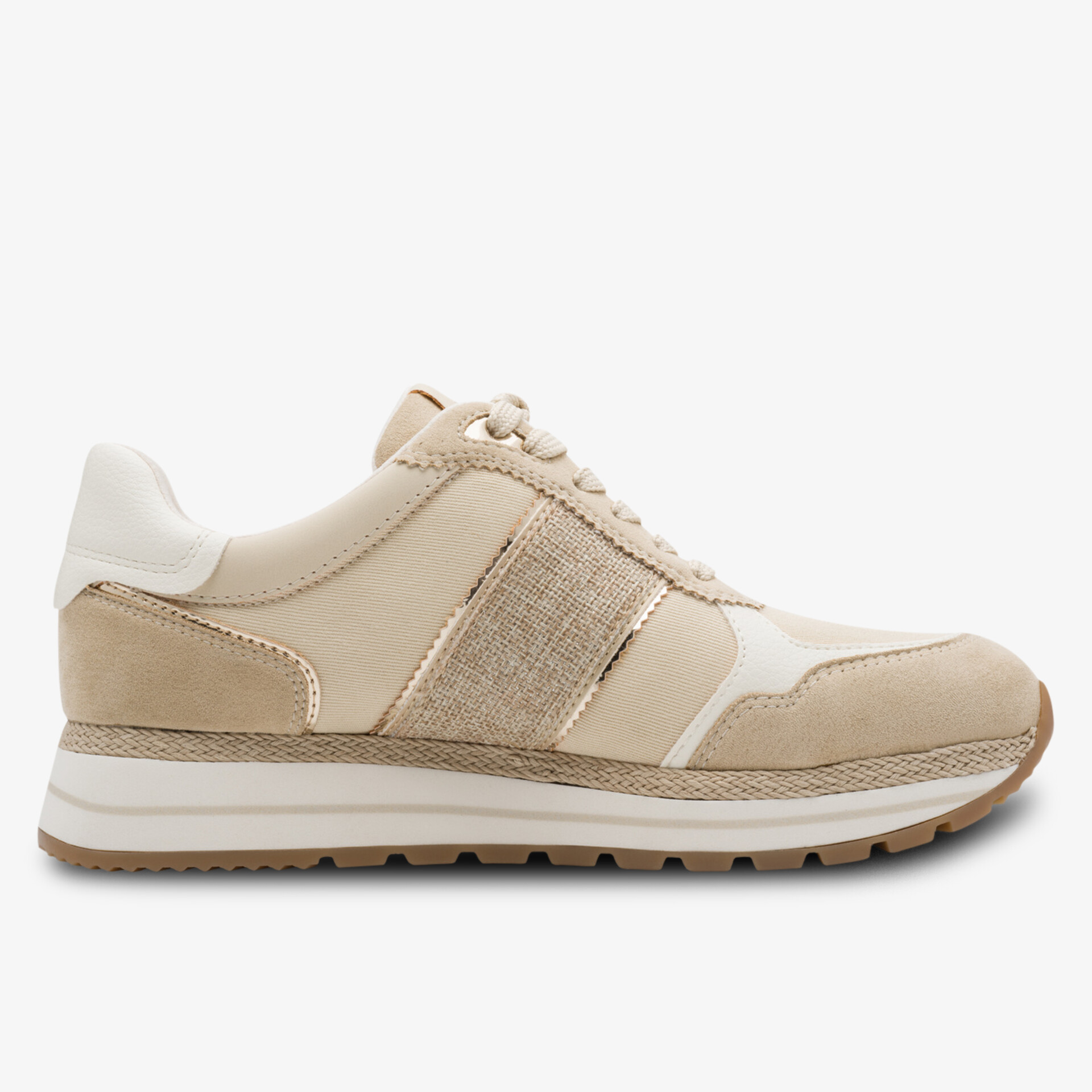 Bequemer Sneaker aus atmungsaktivem Material mit leichter Sohle und modernem Design in neutralen Farbtönen