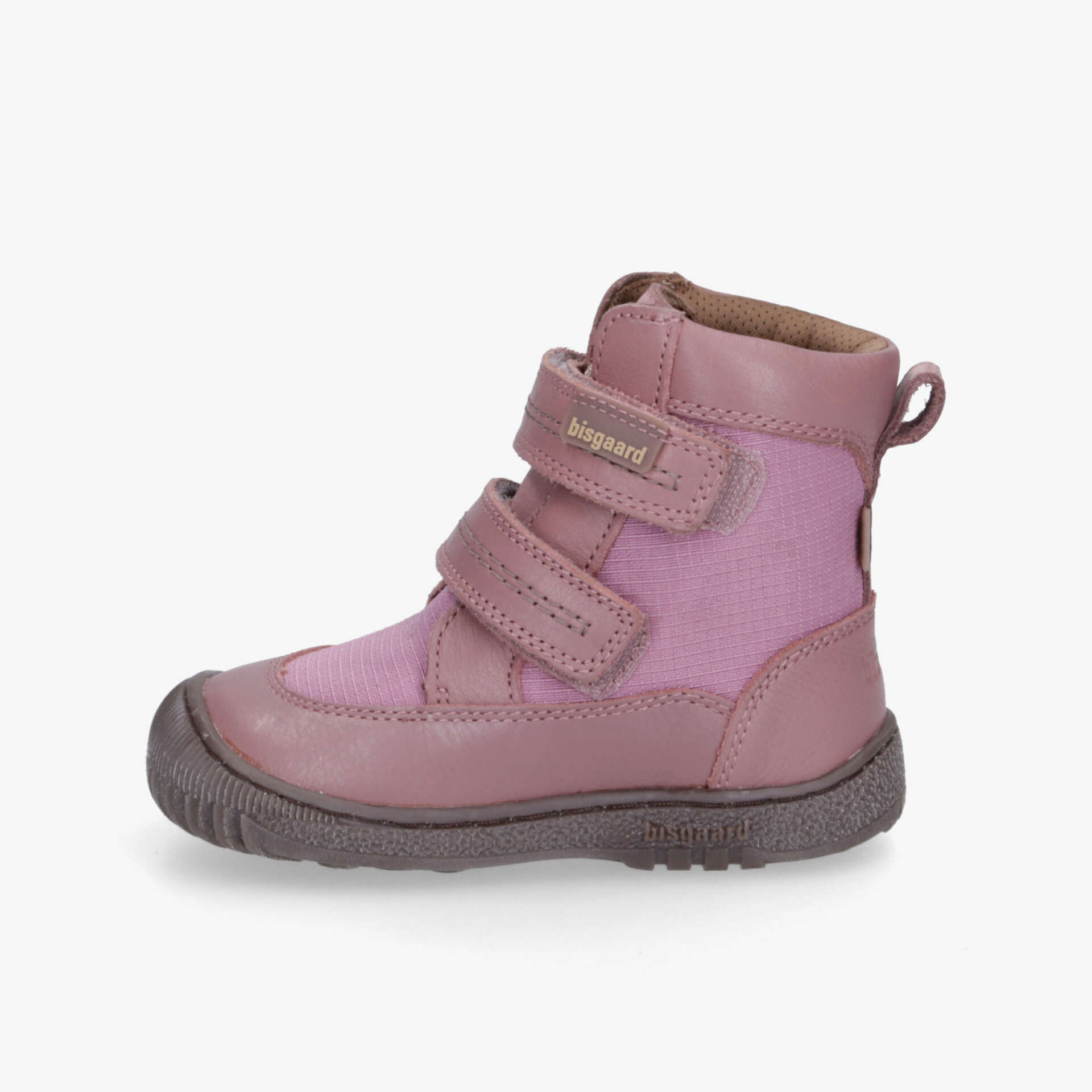 Robuster rosa Kinderboot mit hohem Schaft und praktischem Klettverschluss, rutschfeste Sohle für sicheren Halt