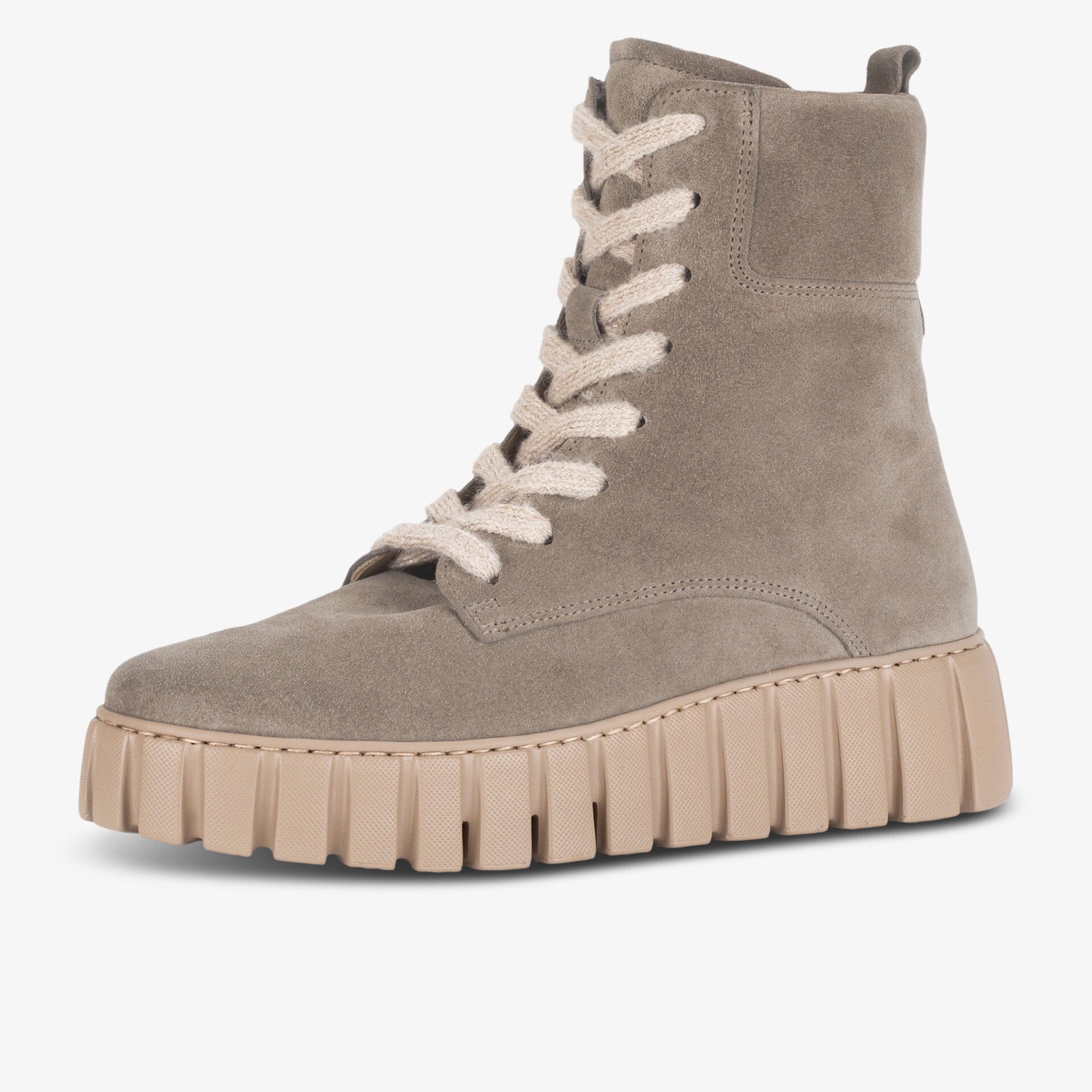 Stylischer Schnürstiefel aus weichem Veloursleder mit robuster, profilierter Sohle und komfortablem Tragegefühl