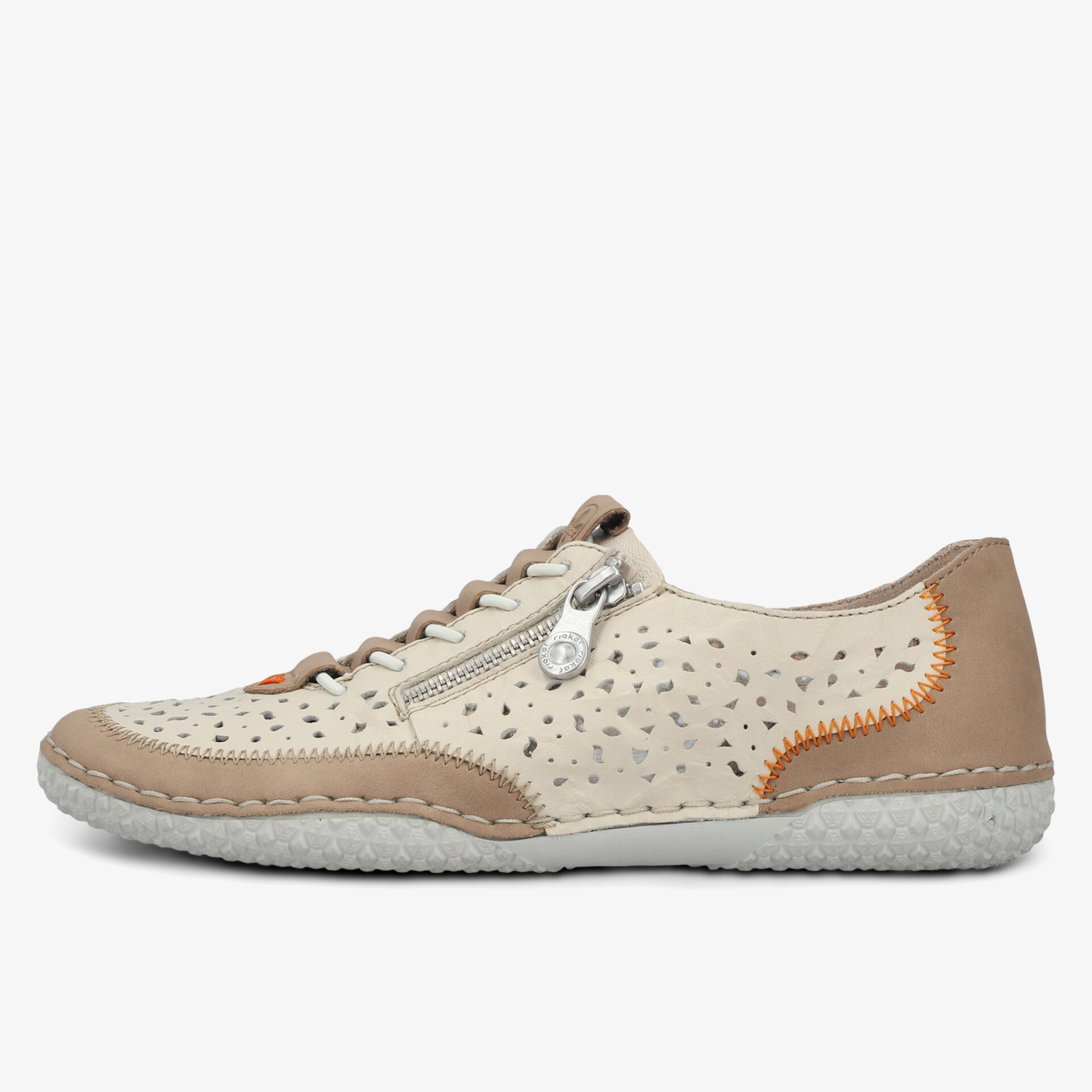 Leichter Halbschuh mit atmungsaktivem perforiertem Obermaterial und praktischem Reißverschluss für hohen Tragekomfort