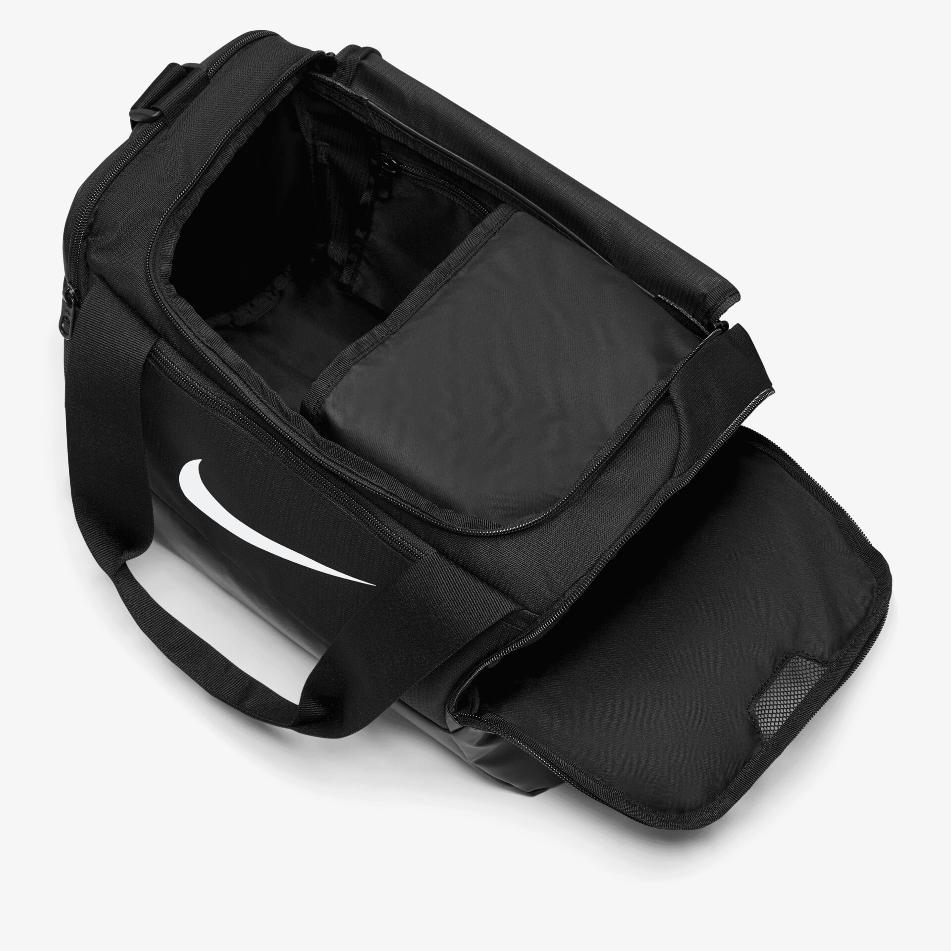 Geräumige schwarze Sporttasche mit robustem Design und vielseitigen Einsatzmöglichkeiten.