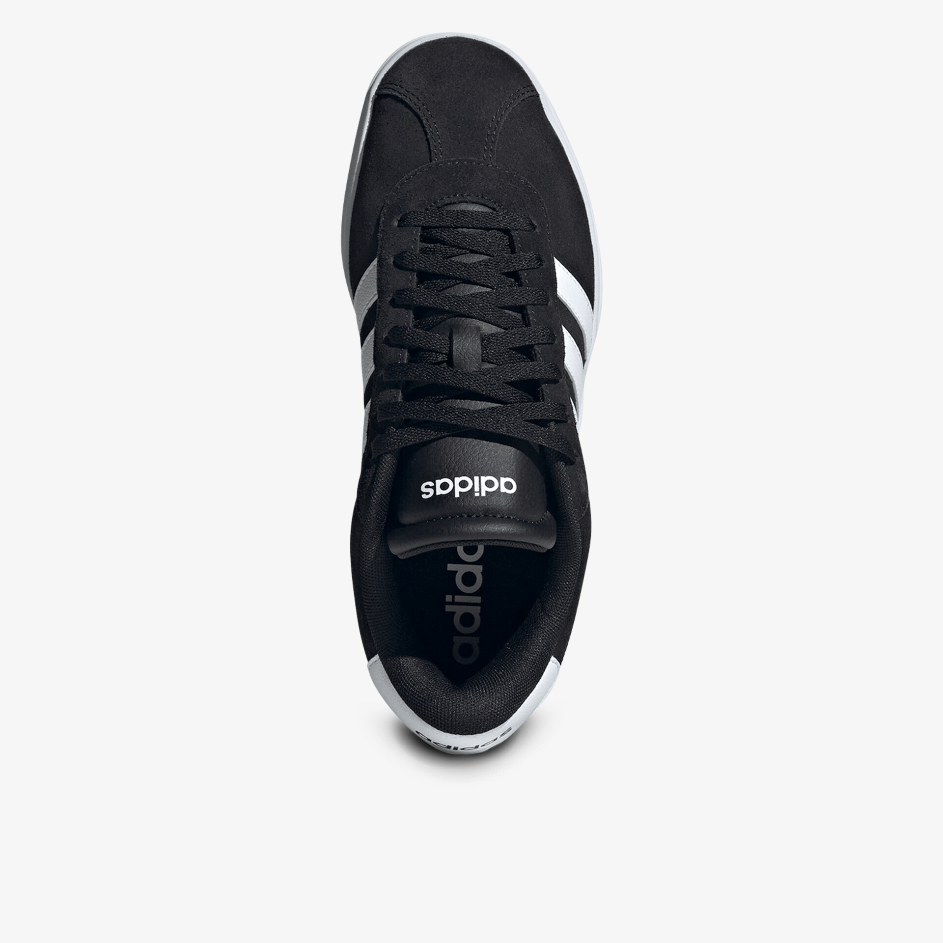 Schwarzer Adidas Sneaker mit weißen Streifen, klassische sportliche Optik und bequeme Passform