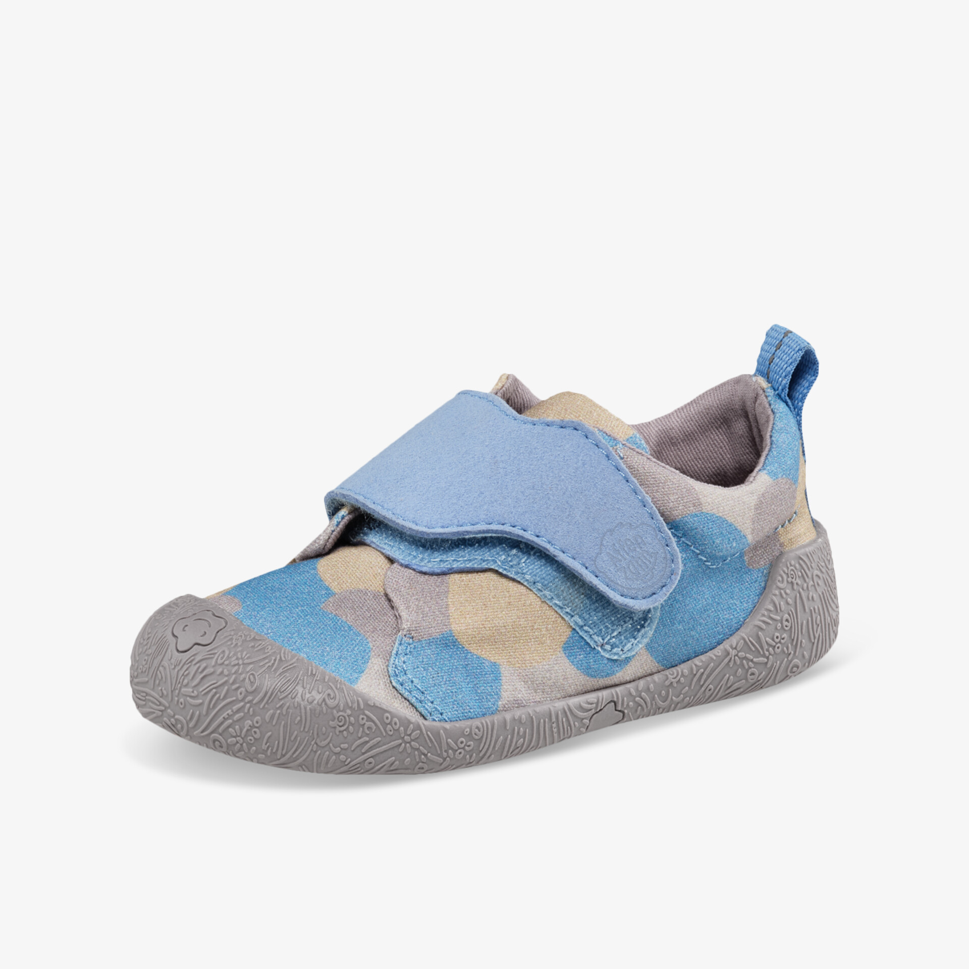 Bequemer blauer Hausschuh mit flexiblem Klettverschluss und weicher, rutschfester Sohle für optimalen Tragekomfort