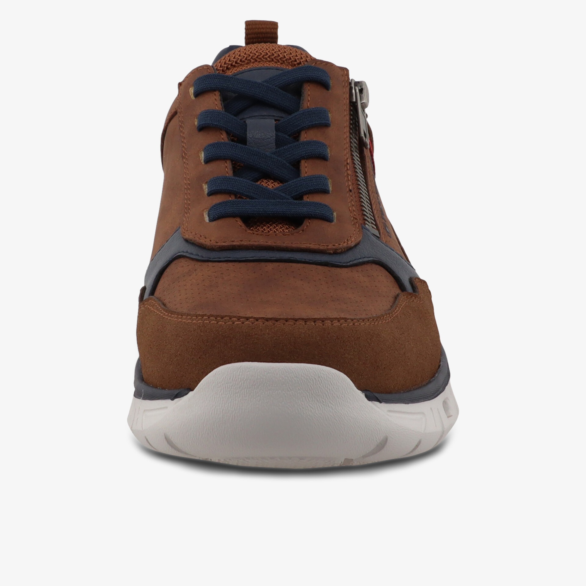 Bequemer Schuh mit robuster, rutschfester Sohle und stylischem Design, frontal aufgenommen