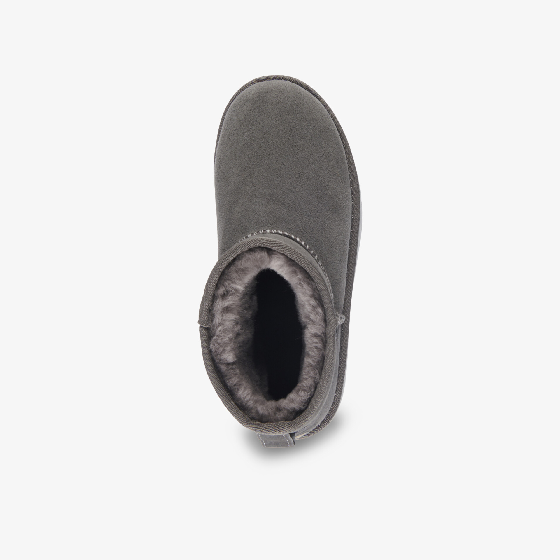 Warmer, komfortabler Schuh mit weichem Innenfutter und robustem Außenmaterial in Draufsicht
