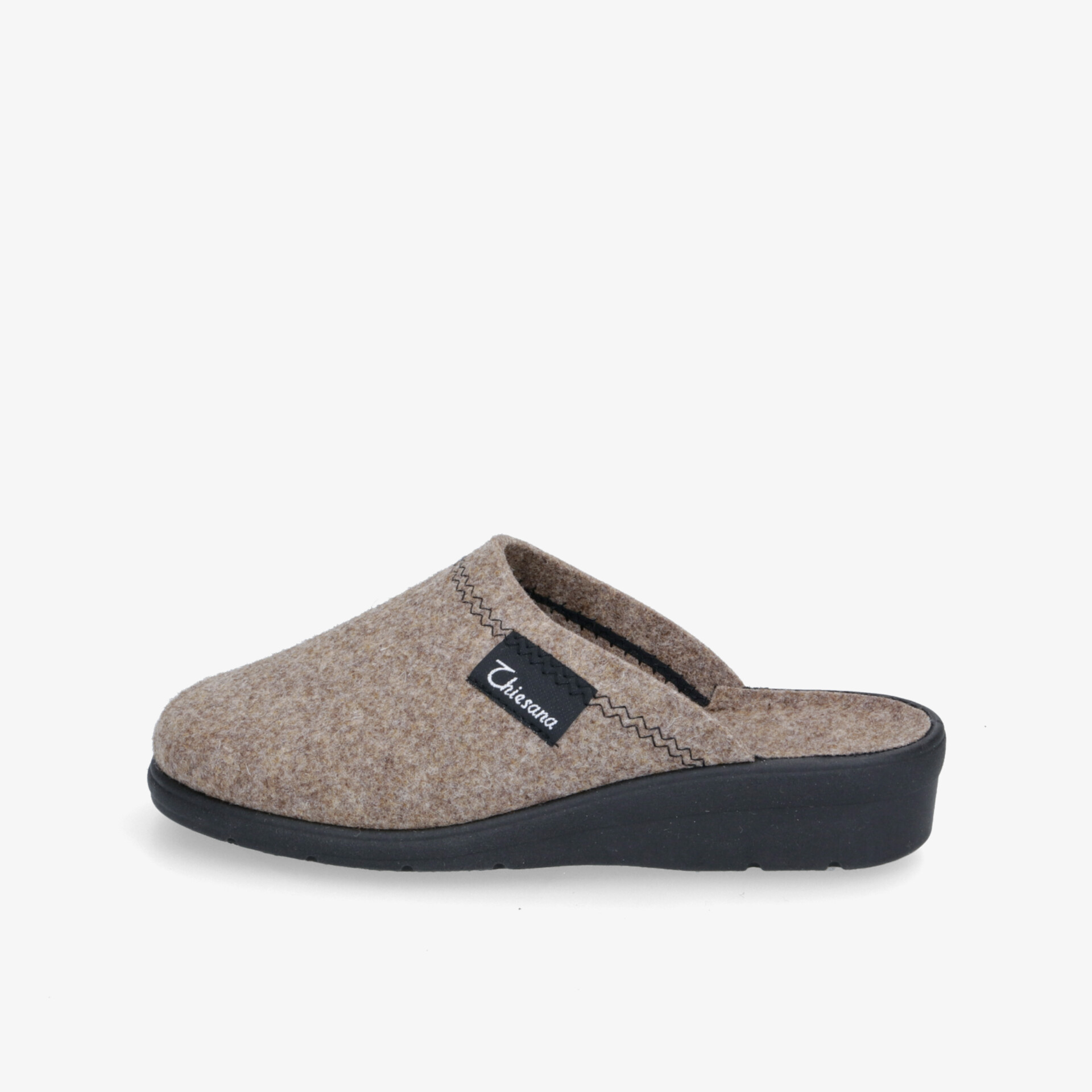 Bequemer Wollfilzhausschuh in Beige mit ergonomischer Sohle und rutschfestem Design für optimalen Tragekomfort.