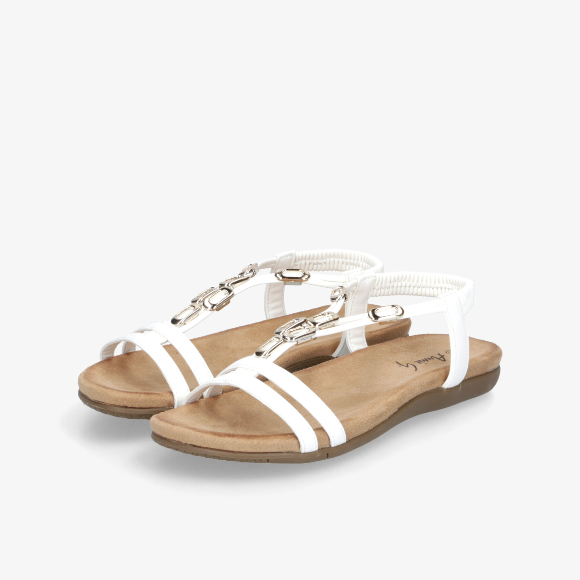 Bequeme weiße Sandalen mit verstellbaren Riemen und flacher Sohle für sommerlichen, leichten Tragekomfort