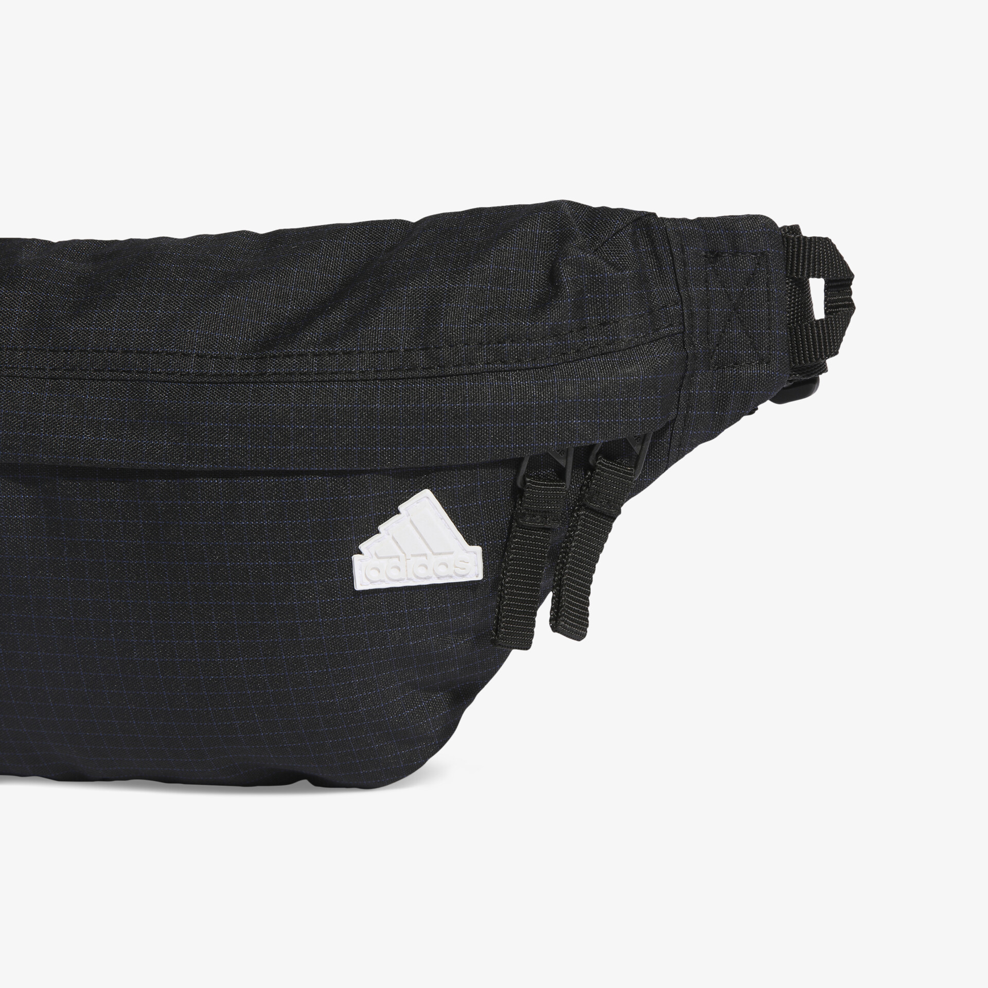 Schwarze Gürteltasche mit funktionalen Reißverschlüssen und stilvollem Design.