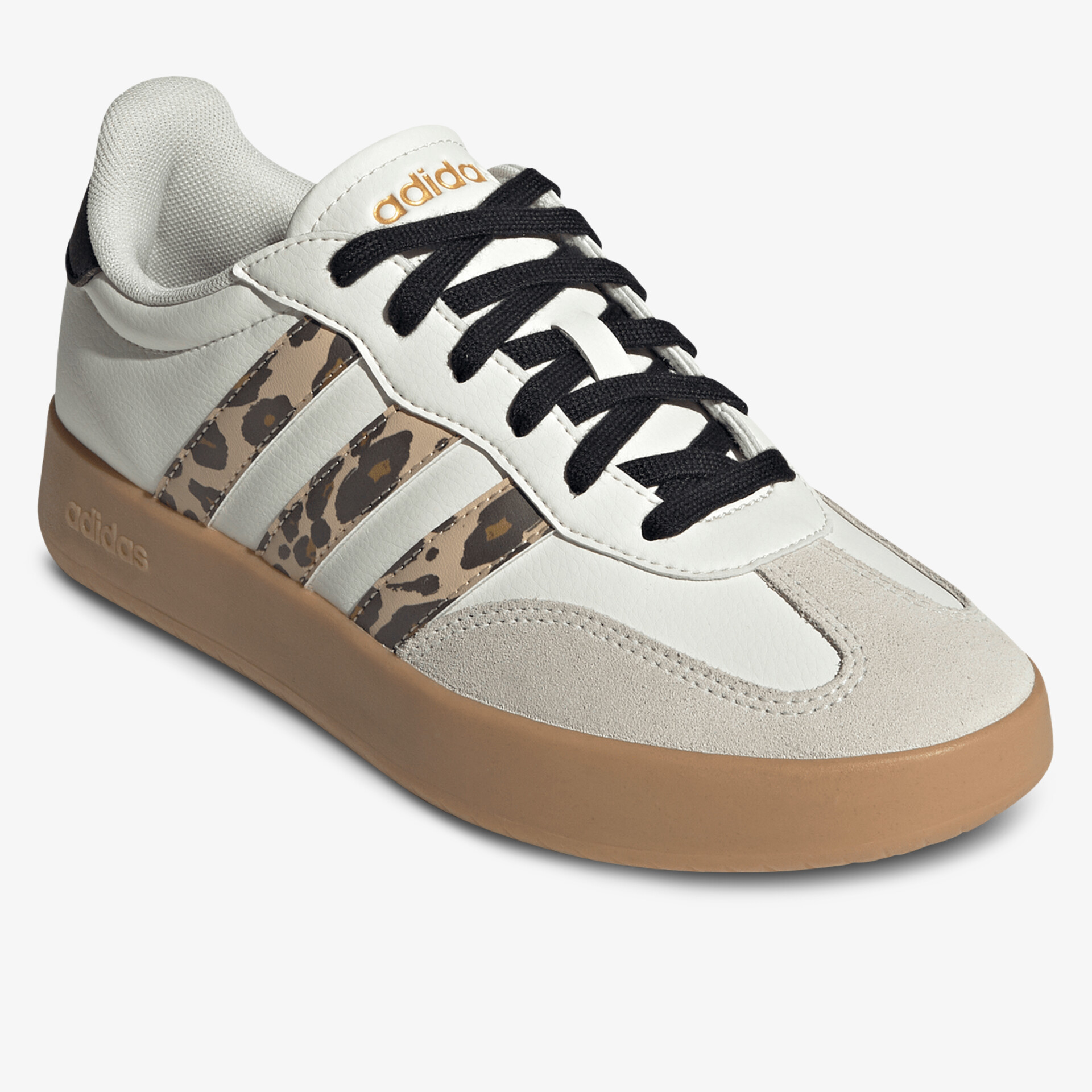 Schuh mit Leopardenmuster und schwarzer Schnürung, langlebige Gummisohle, modisch und bequem