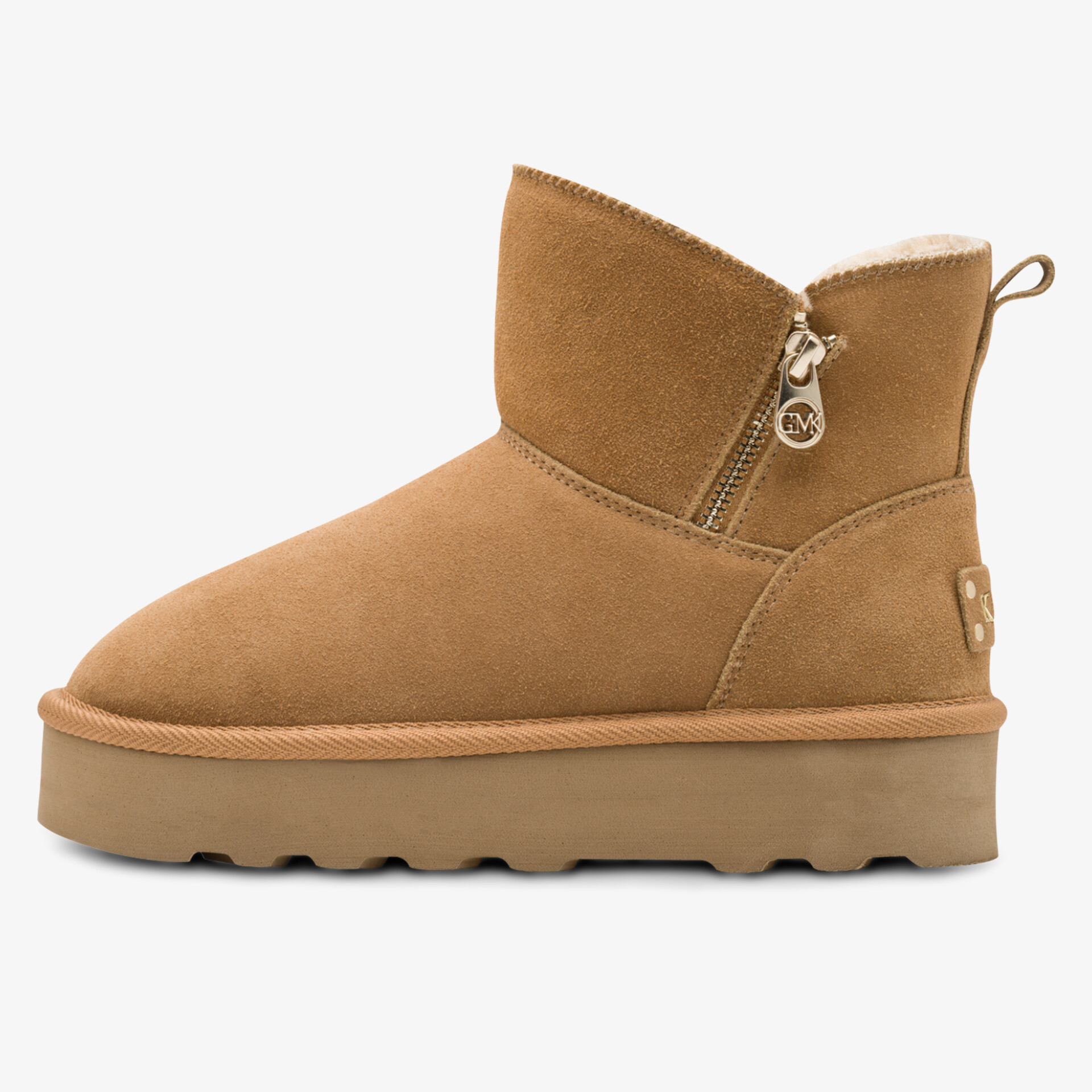 Warmer bequemer Stiefel aus weichem Wildleder mit praktischem Reißverschluss und rutschfester Sohle