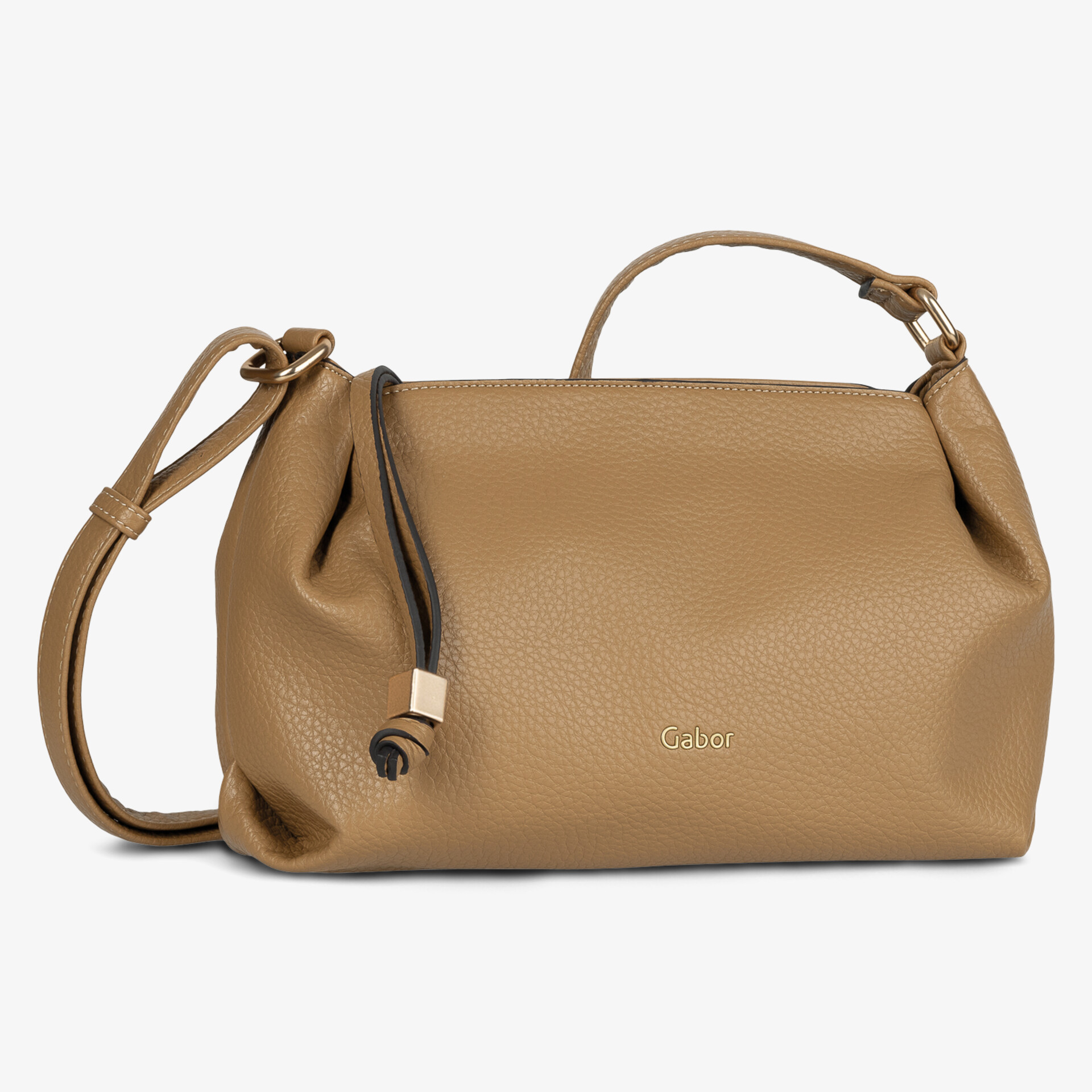 Modische braune Leder-Handtasche mit verstellbarem Trageriemen und dezentem Logo für stilbewusste Nutzer